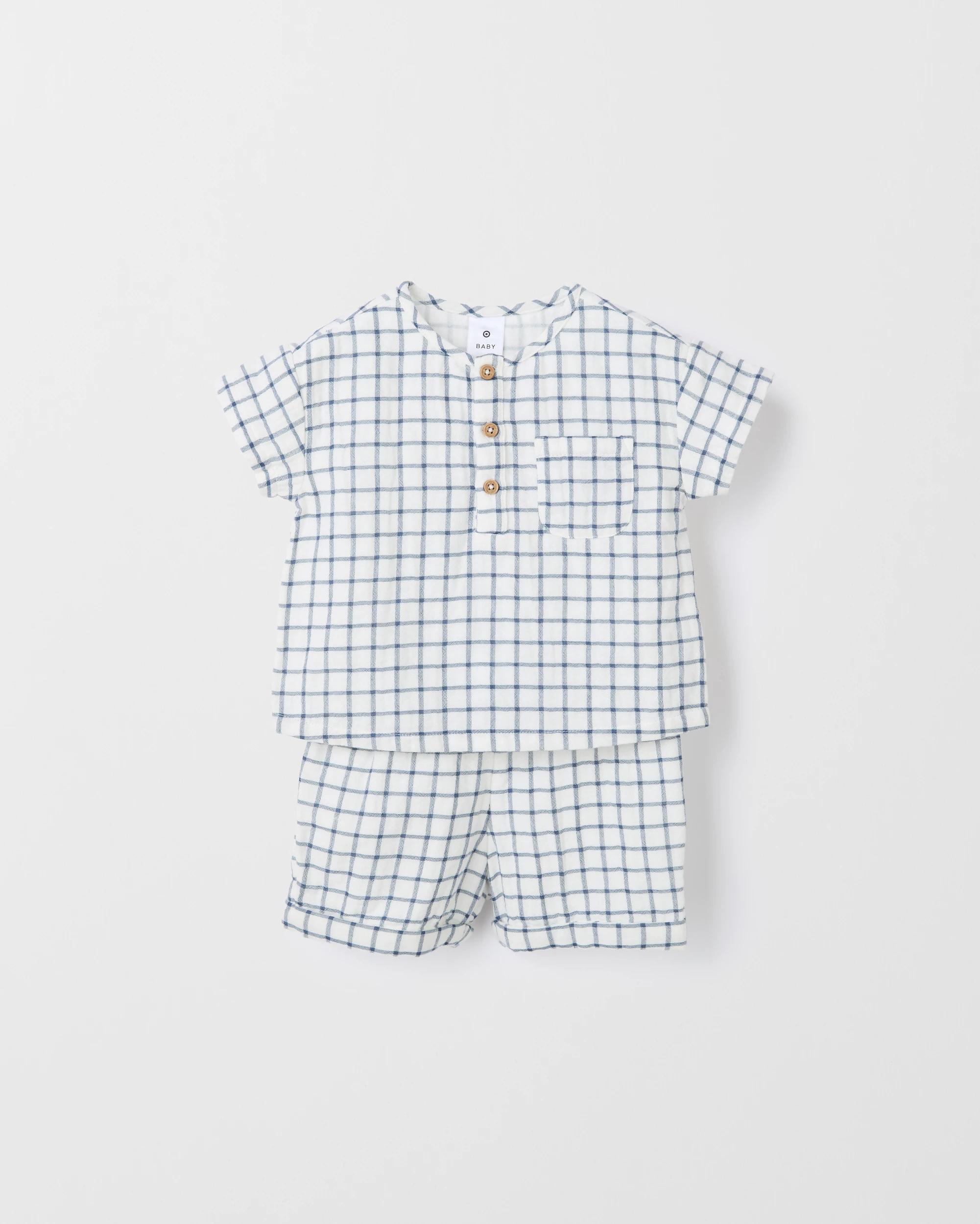 1 Target Baby Cotton Double Cloth Top And Short 2 Piece Set CHECK, 1 of 2