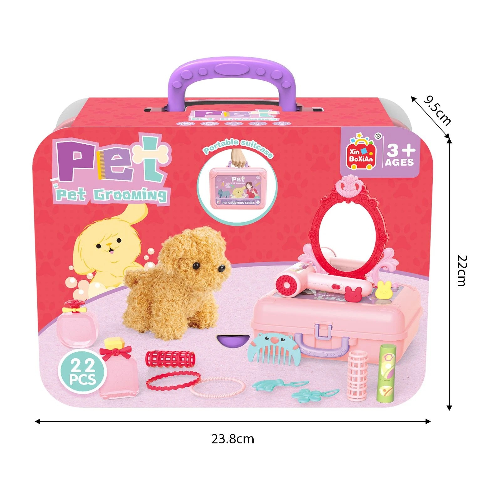 2 Ausway 22-Piece Pet Care Grooming Toy Set with Carry Case & Plush Dog, 2 of 6