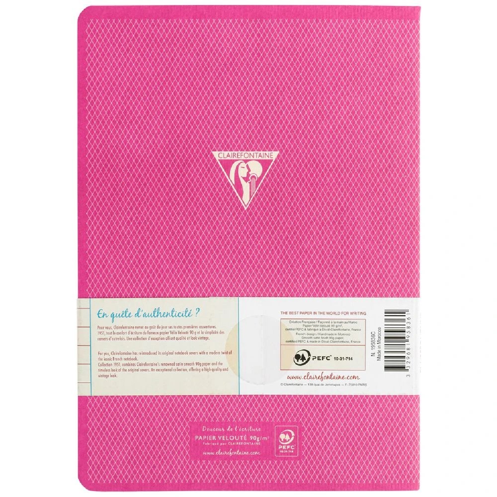 6 Clairefontaine 1951 A5 Stapled Notebook Ruled 96 Page Pink, 6 of 6