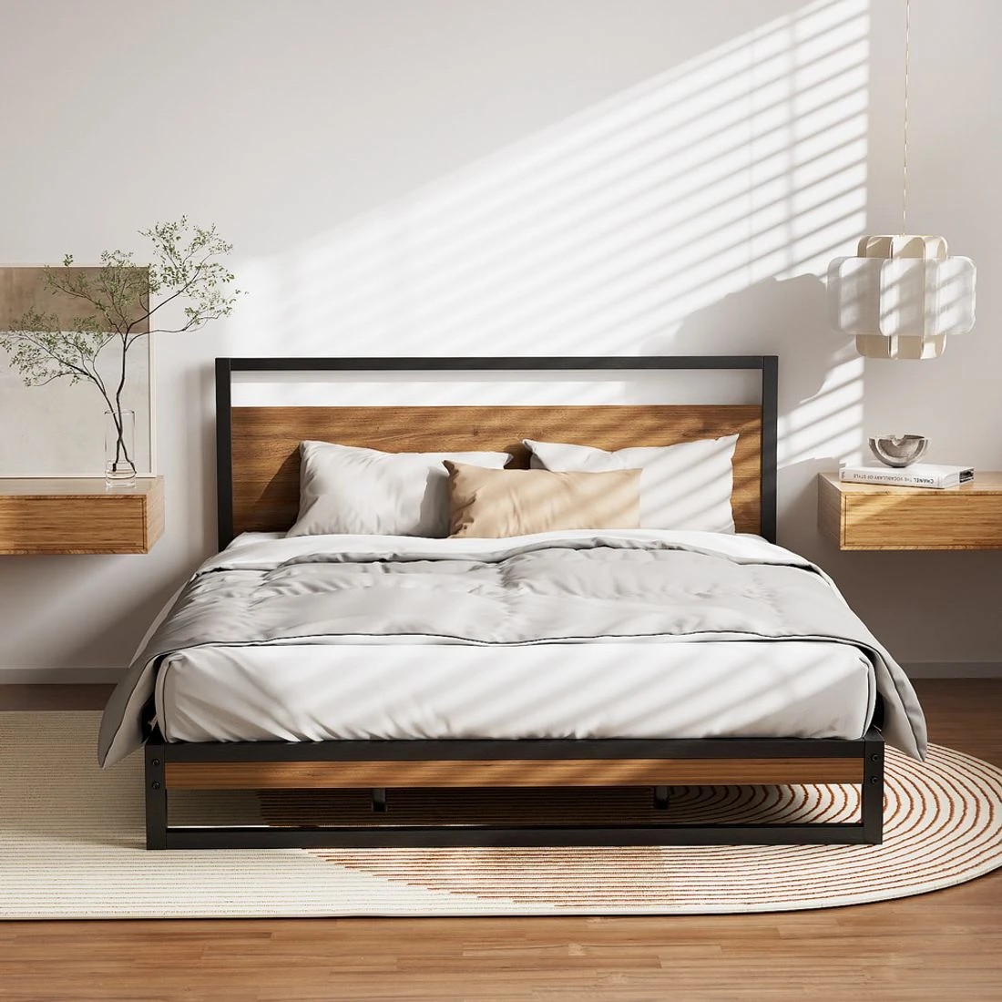 5 Artiss Bed Frame Queen Size Metal Frame DANE - Black, 5 of 10