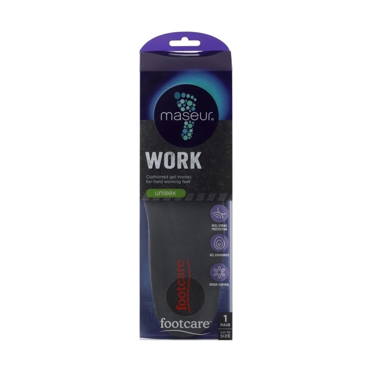 1 Masseur Footcare Work Insoles - Black, 1 of 6