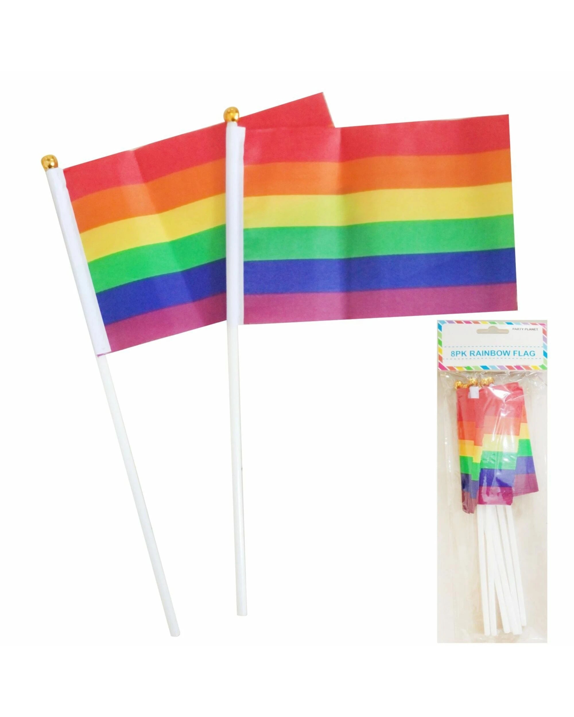 1 Party Planet Rainbow Flags 15cm Pack of 8 - Multi, 1 of 1