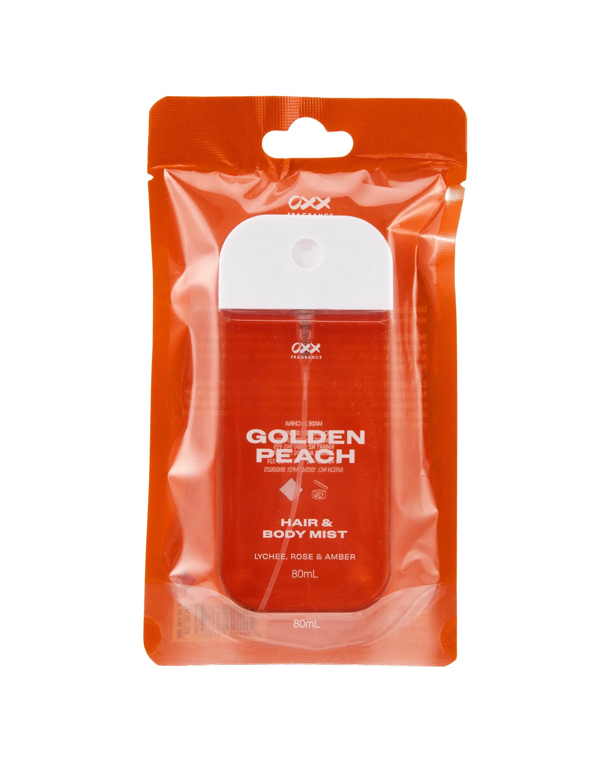 1 OXX Fragrance Golden Peach Hair and Body Mist 80ml - Lychee, Rose and Amber, 1 of 6