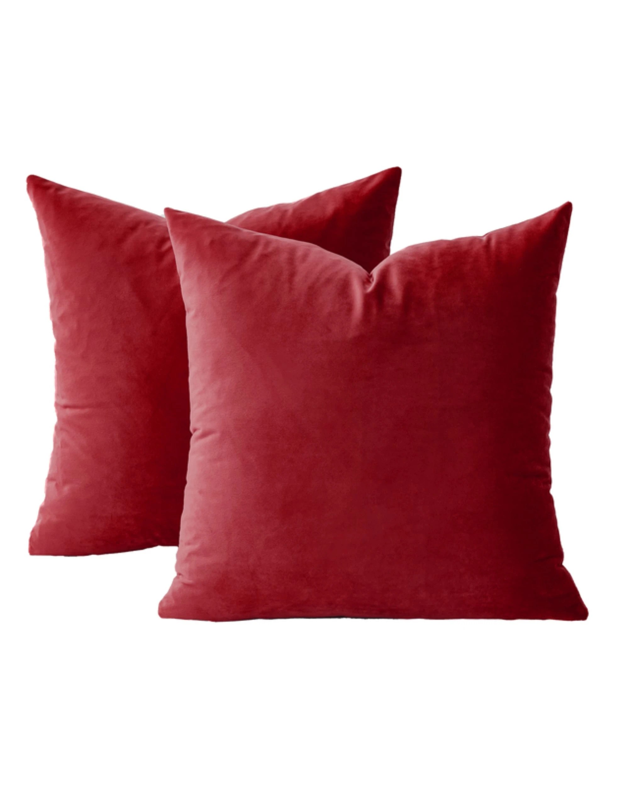 1 Gioia Casa 2-Pack Velvet European Pillowcases - Red - 65x65cm, 1 of 2