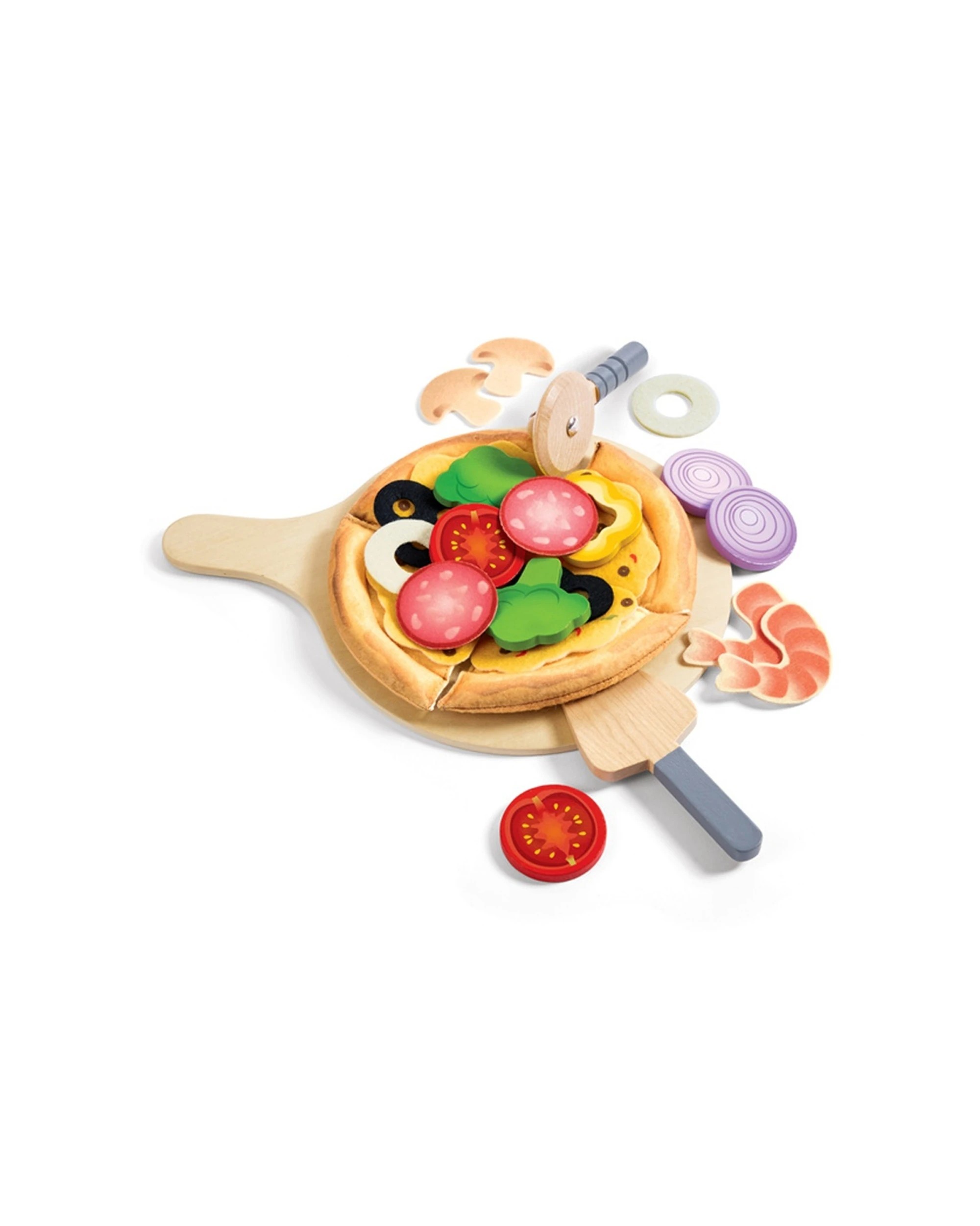 1 Hape Perfect Pizza Playset Wooden Toy Cutter Toppings Oven - Multi, 1 of 4