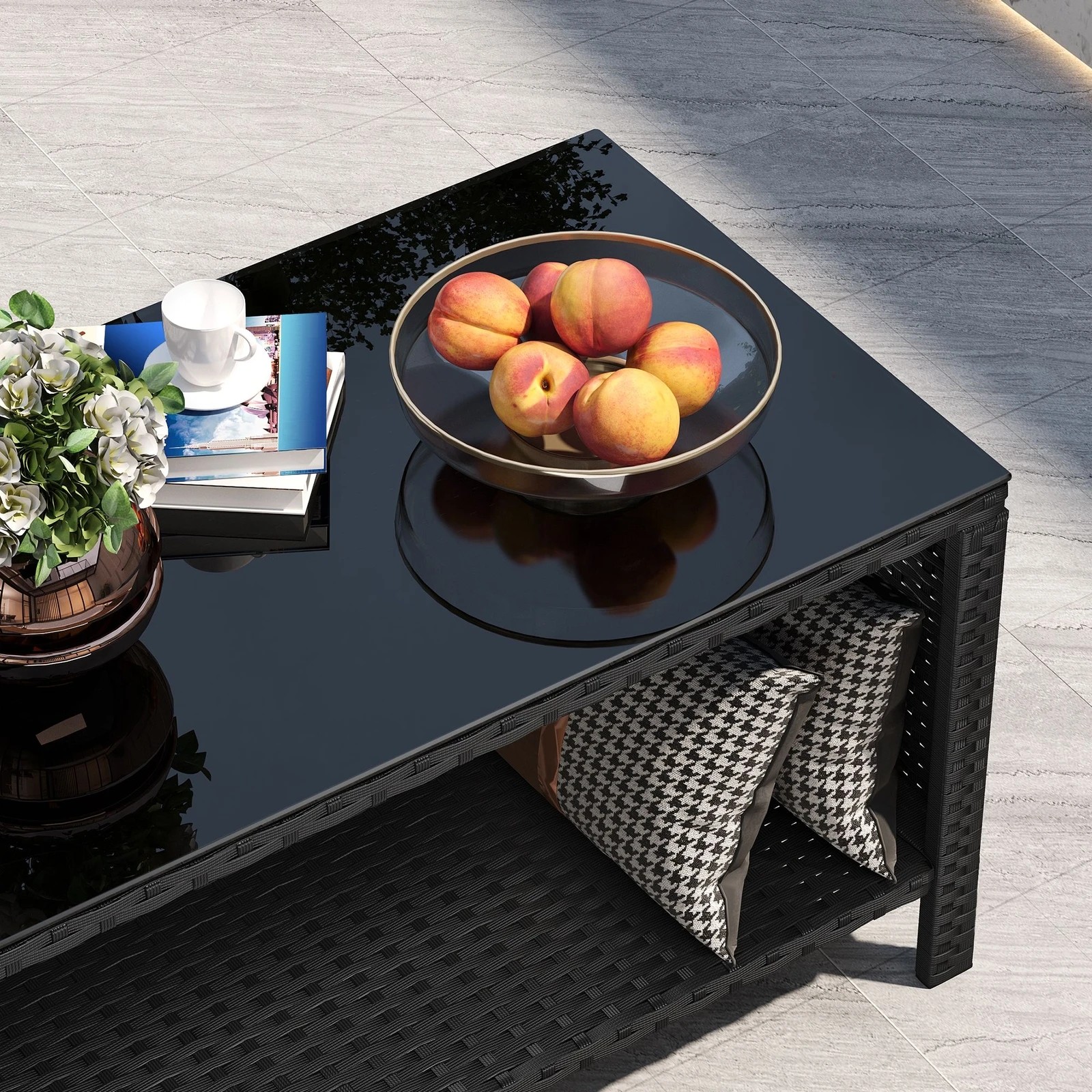 4 Alfordson Outdoor Furniture 4PCS Garden Patio Chairs Table Set Wicker - Black, 4 of 9