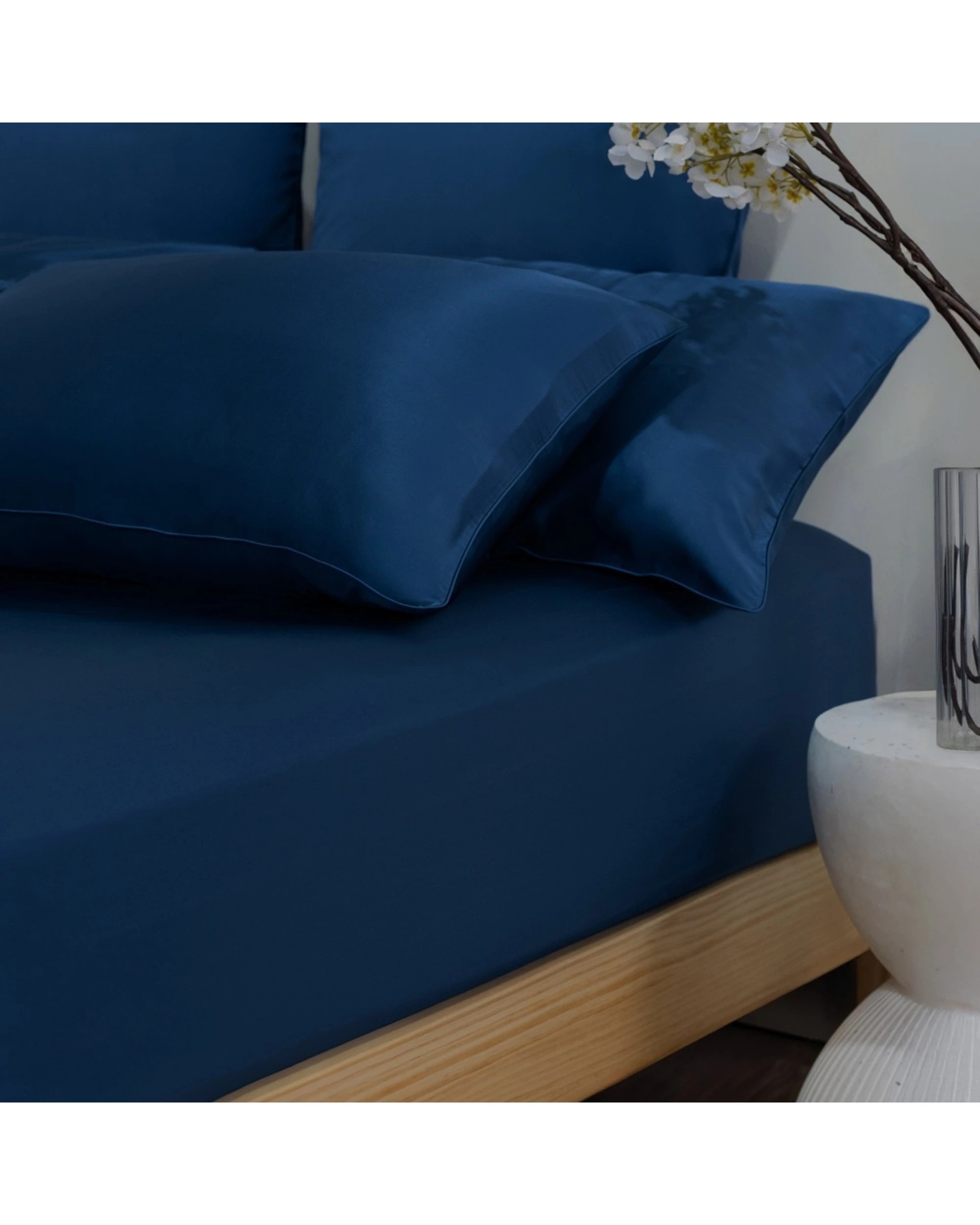 5 Bedding co Sheet Set 100% Mulberry Silk 22 Momme Navy - King Bed - Blue, 5 of 8