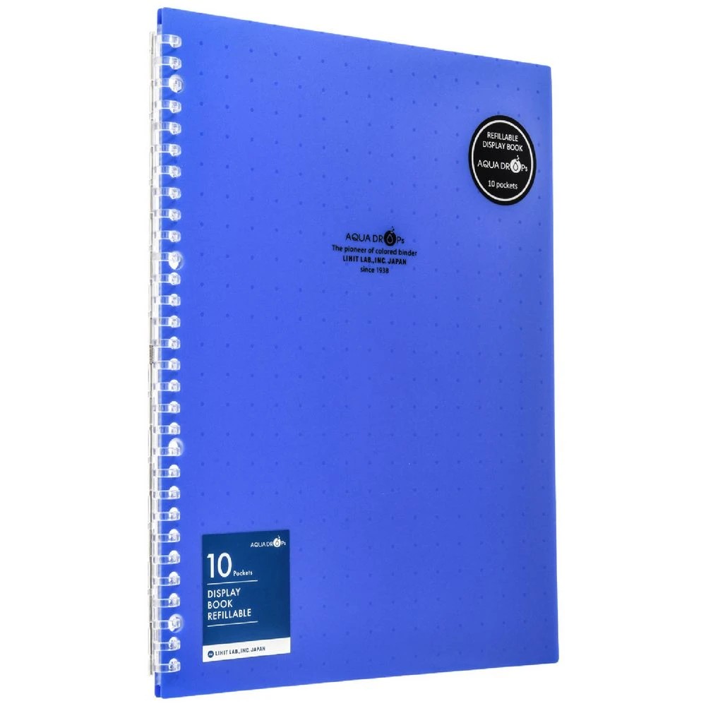 1 Aqua Drops Refillable Display Book A4 10 Pockets Vivid Blue, 1 of 4