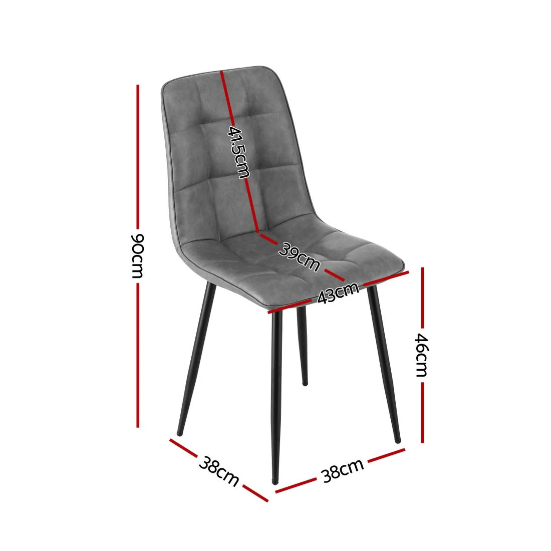 2 Artiss 4x Dining Chairs Retro PU Leather Kitchen Lounge Cafe Accent Chair - Grey, 2 of 2