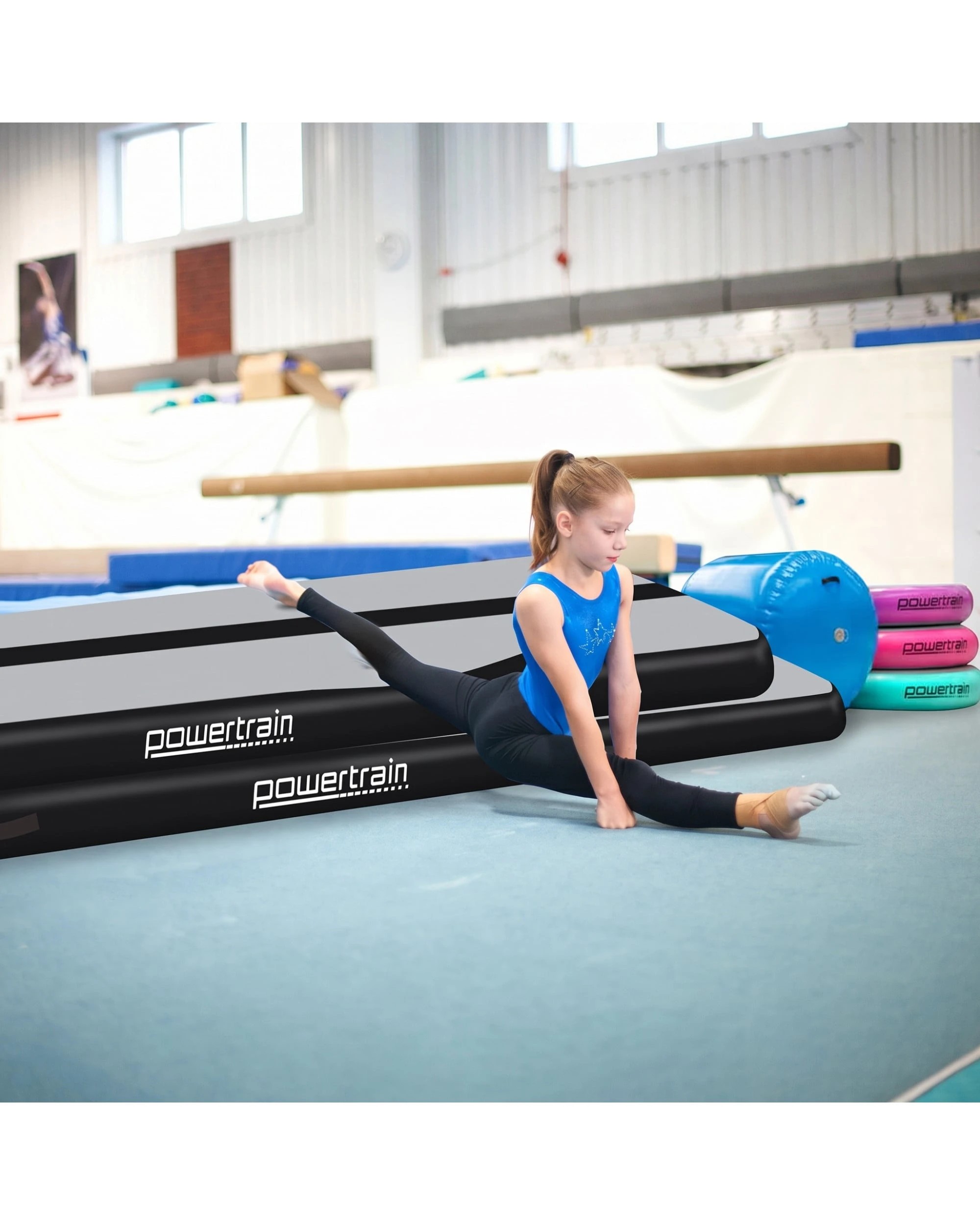 4 Powertrain Sports 7m x 1m AirTrack Inflatable Tumbling Mat 20cm Thick - Grey, 4 of 8