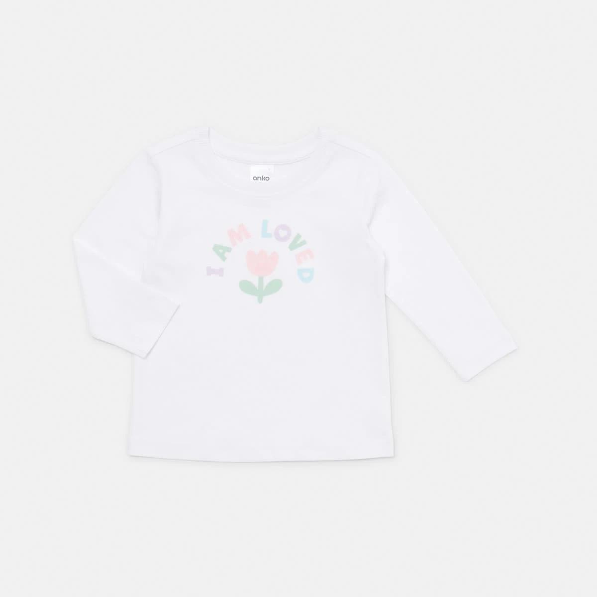 1 Everyday Long Sleeve T-shirt Wht Loved, 1 of 3