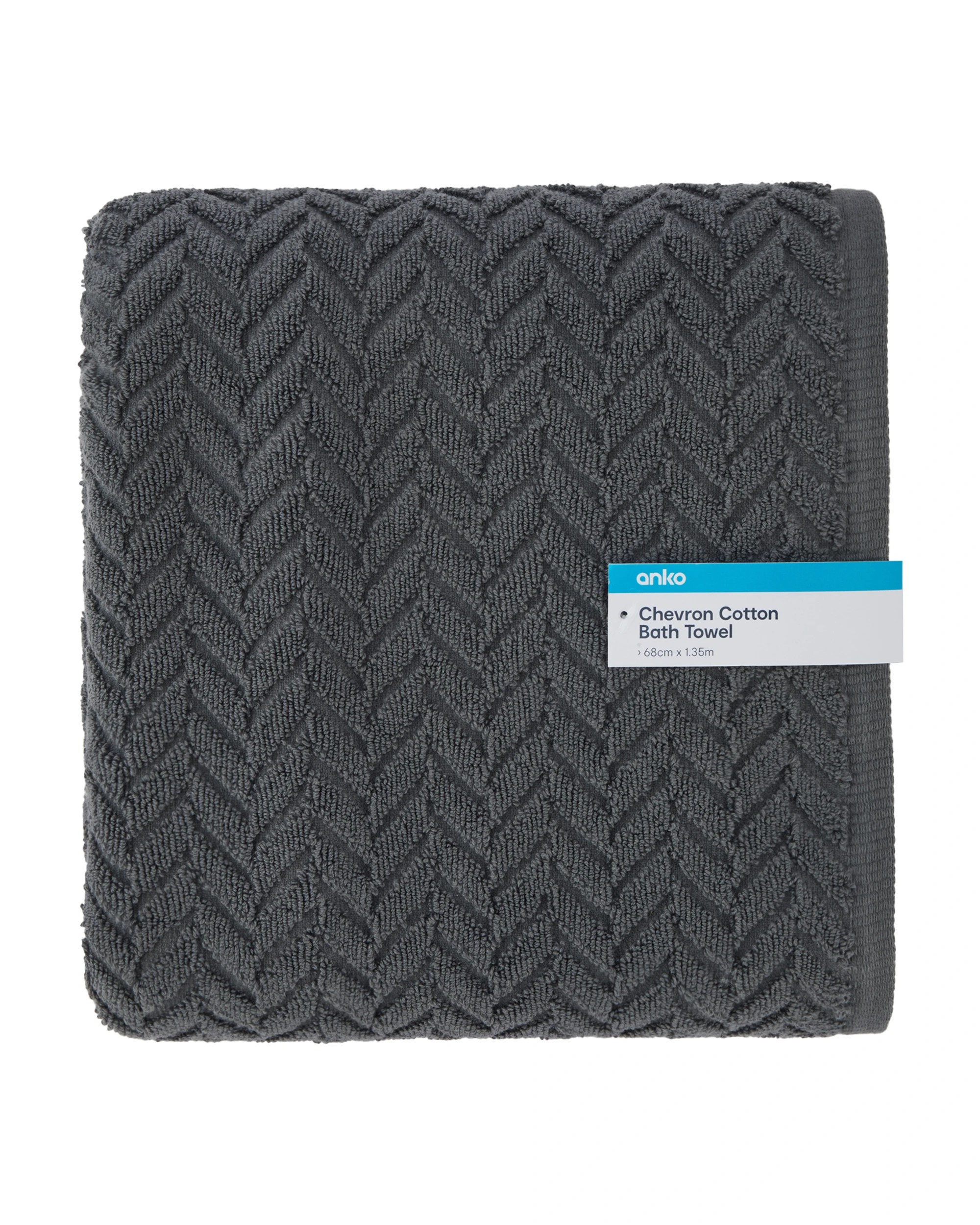 5 Chevron Cotton Bath Towel - Grey, 5 of 6