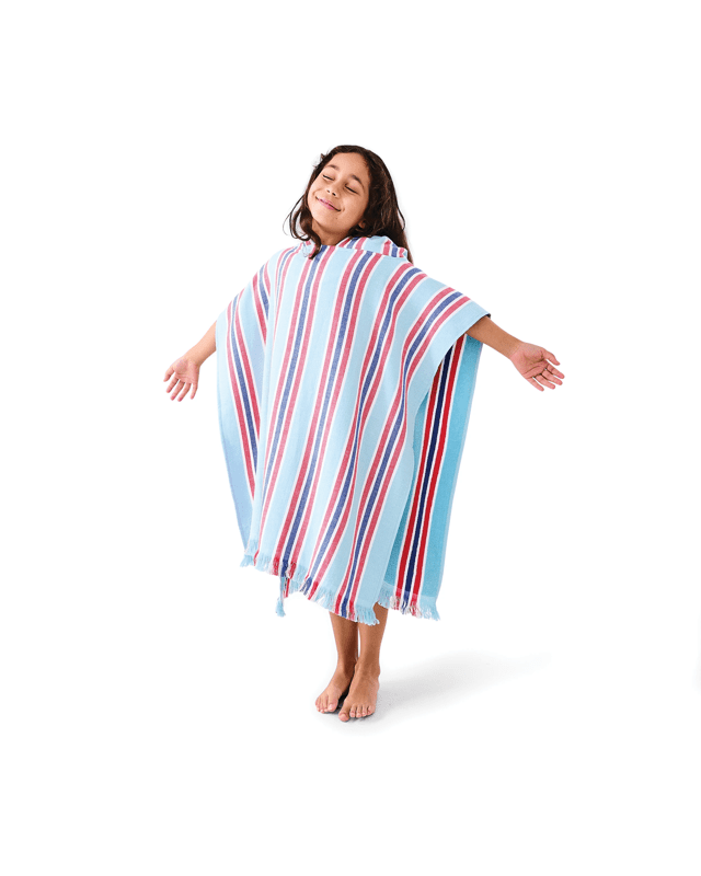 Kids Hooded Turkish Beach Towel - Red and 