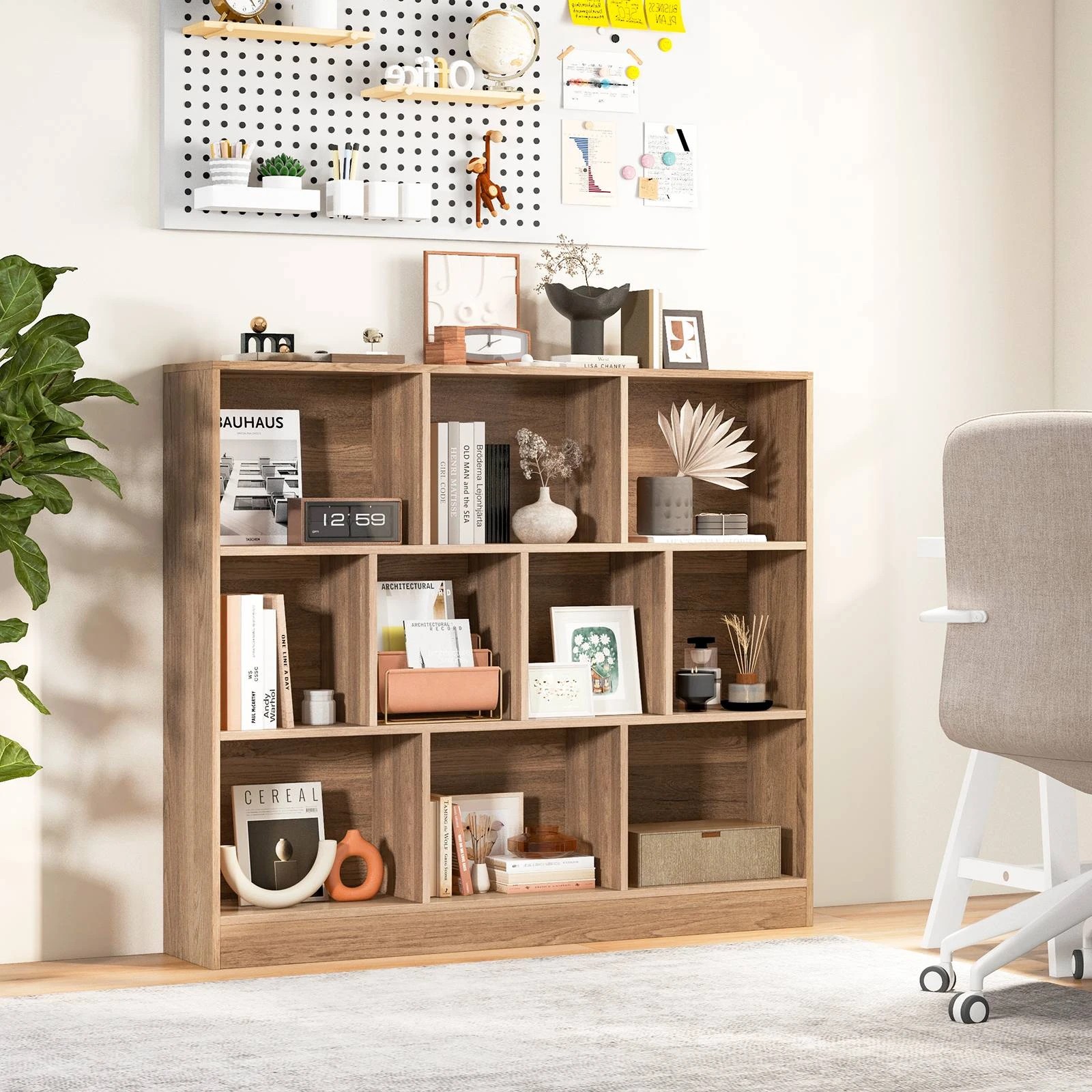 3 Costway 3-Tier Open Storage 10-Cube Bookshelf Storage Wooden Display Shelf - Natural, 3 of 4