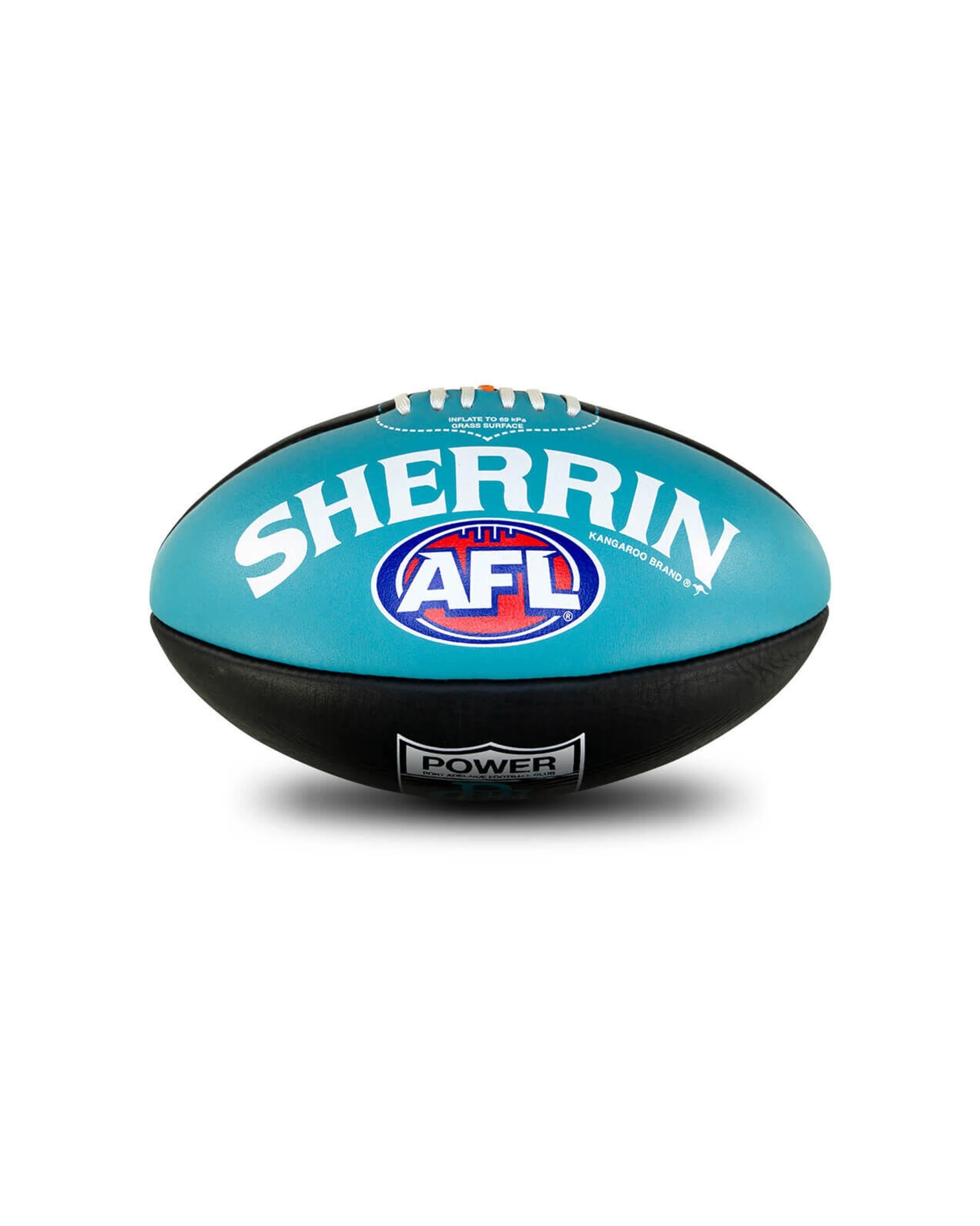 3 Sherrin AFL Team Leather Football Port Adelaide Power Size 5 Training Ball - Multi, 3 of 4