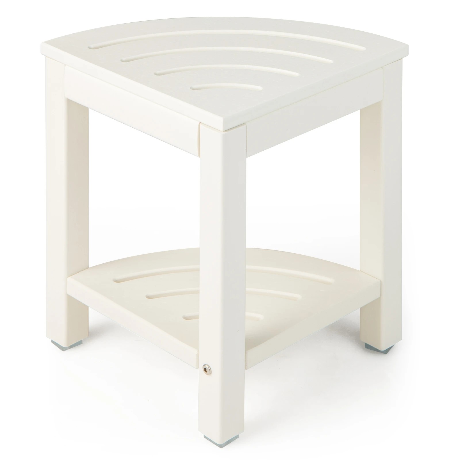 1 Costway 2-Tier Shower Bench Waterproof Bathroom Stool Corner Storage Shelf, 1 of 1