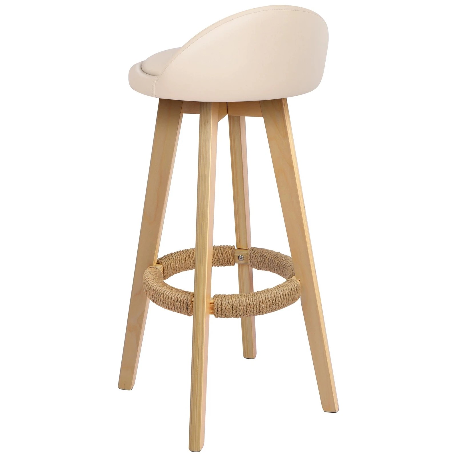 6 Alfordson 2x Kitchen Bar Stools Liam Wooden Swivel Bar Stool Chairs - Beige, 6 of 9