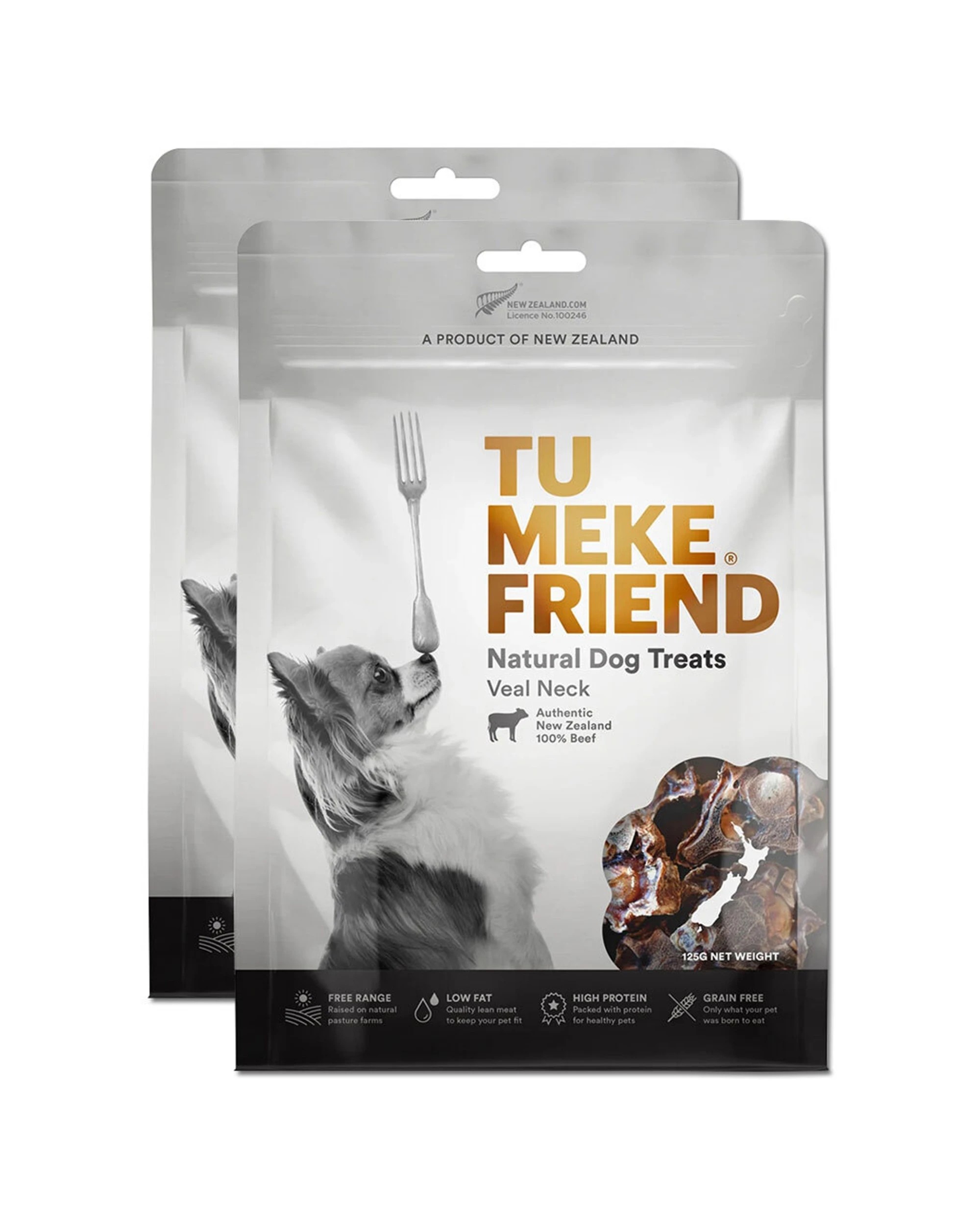 1 Tu Meke Friend 2 x 125g Air-Dried Natural Dog Treats Veal Neck Free Range - Plain, 1 of 4