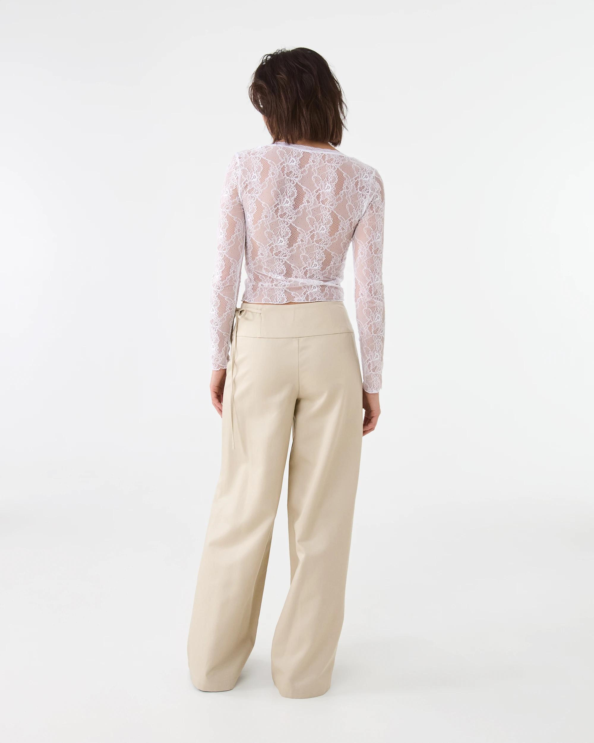 6 Side Tie Wide Leg Pants Light Tan, 6 of 7