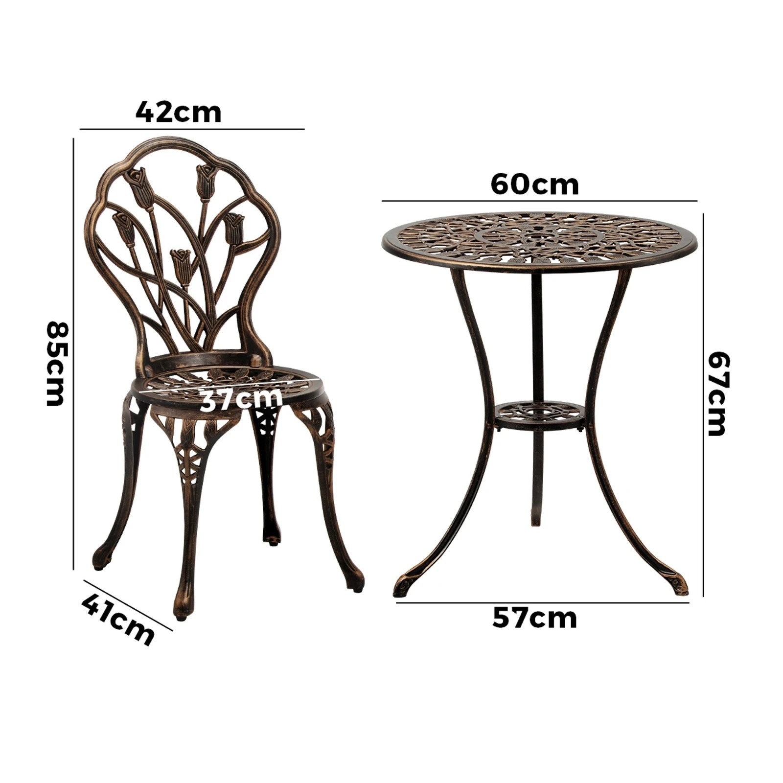 3 Livsip 3pcs Bistro Outdoor Setting Chairs Table Patio Dining Set Furniture
 - Bronze, 3 of 10