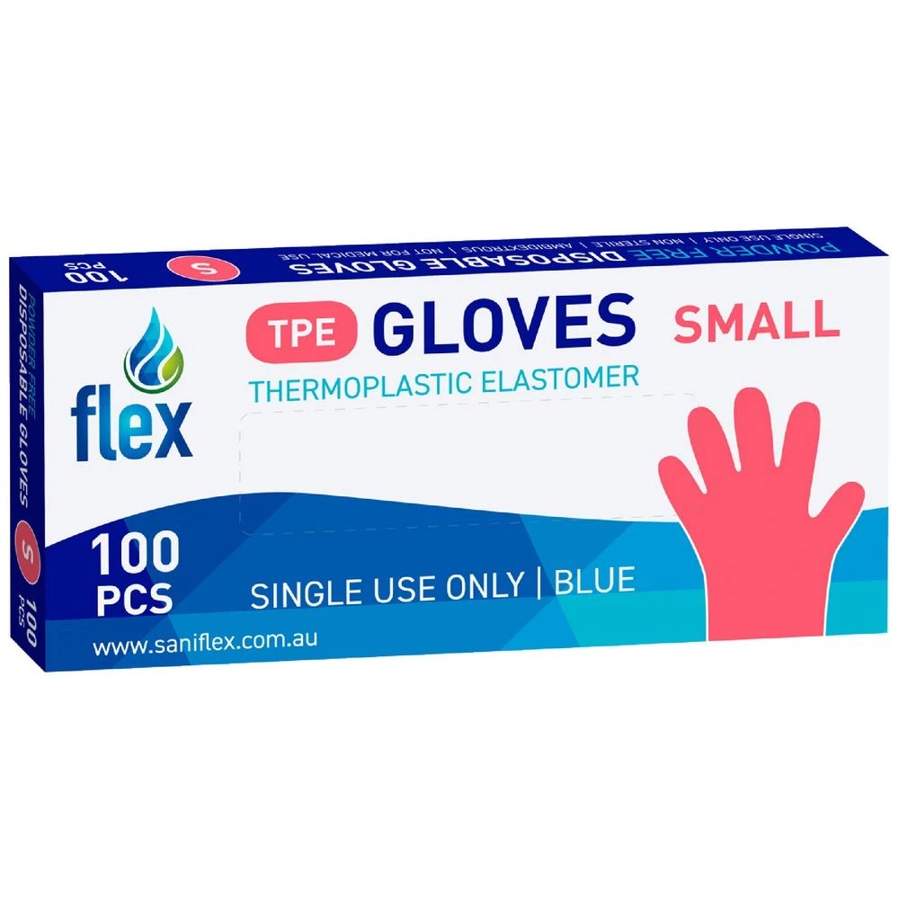 1 Disposable Thermoplastic Gloves Small 100 Pack Blue, 1 of 1