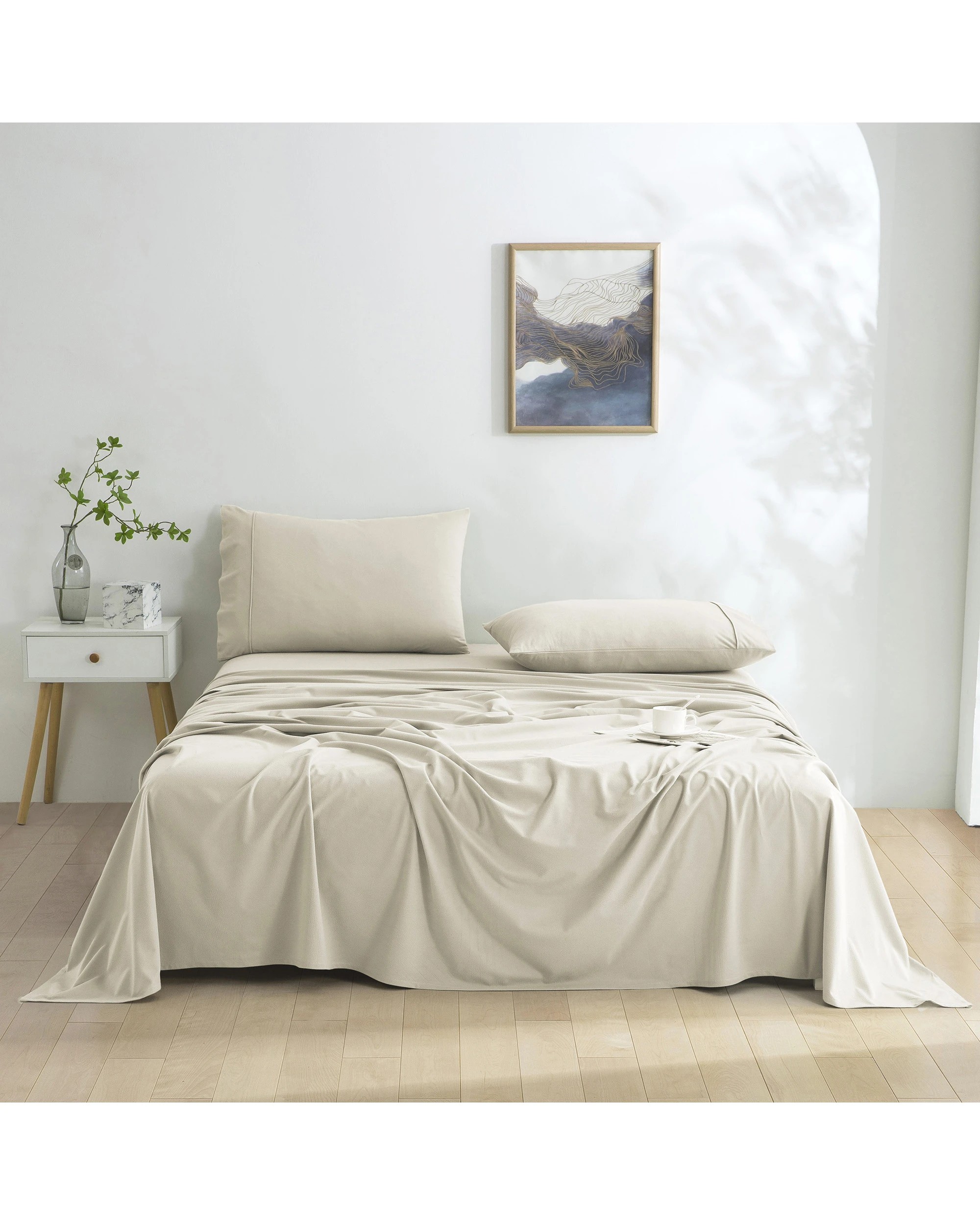 1 Dreamaker Micro Flannel Sheet Set - King Bed - Cream, 1 of 9