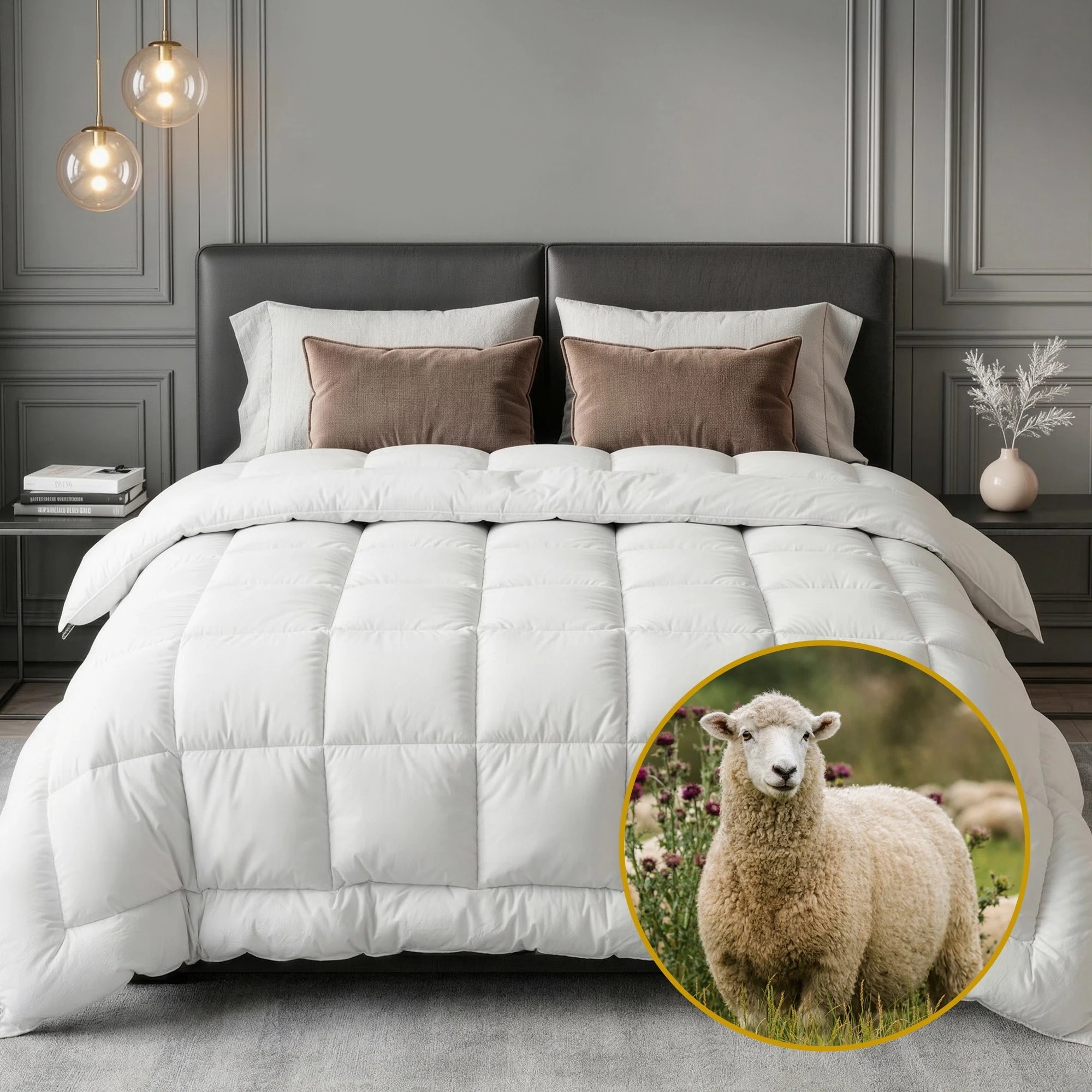 4 Giselle 800GSM Wool Quilt Winter Doona - Double Bed - White, 4 of 4