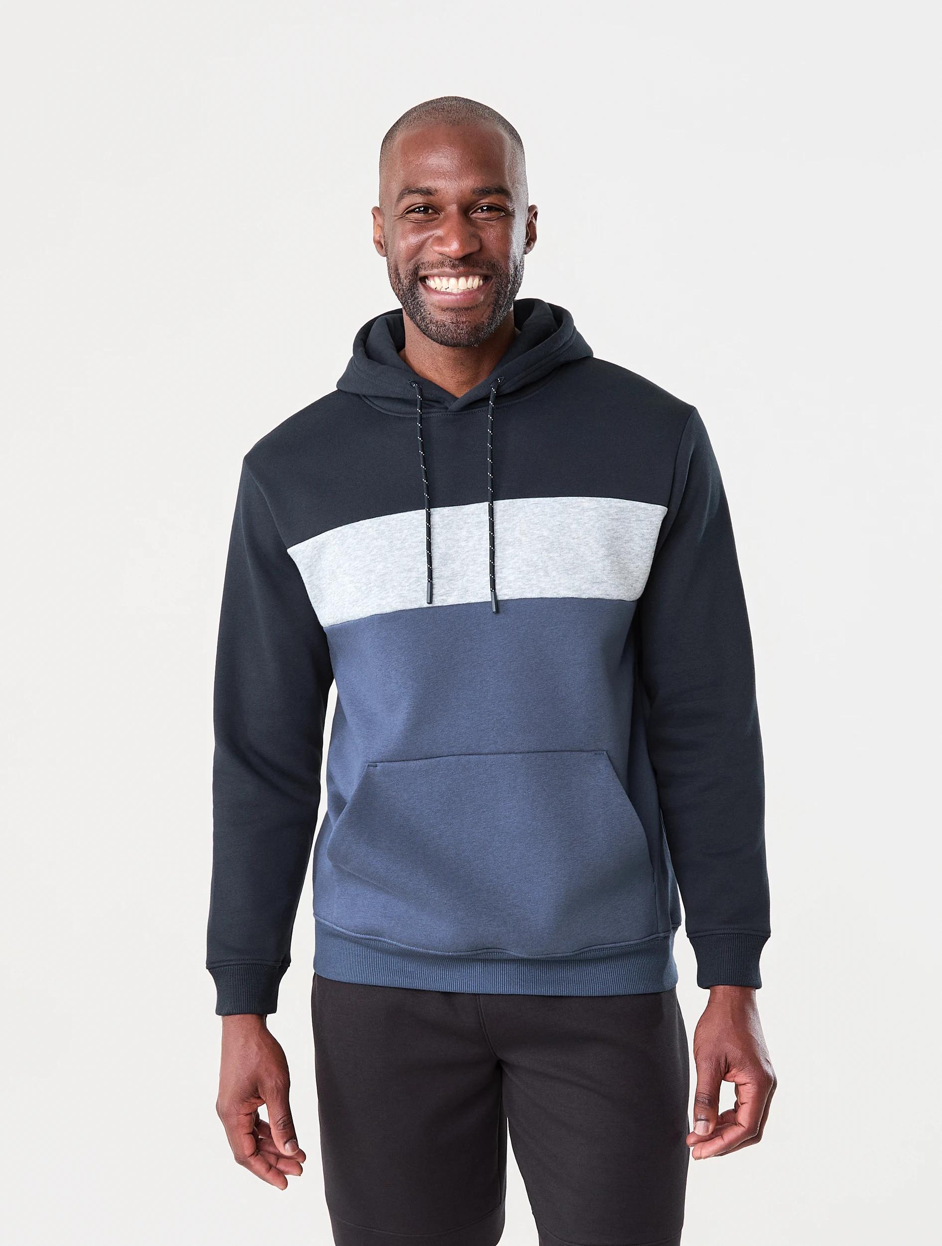 1 Active Mens Colour Block Hoodie Navy/blue, 1 of 6