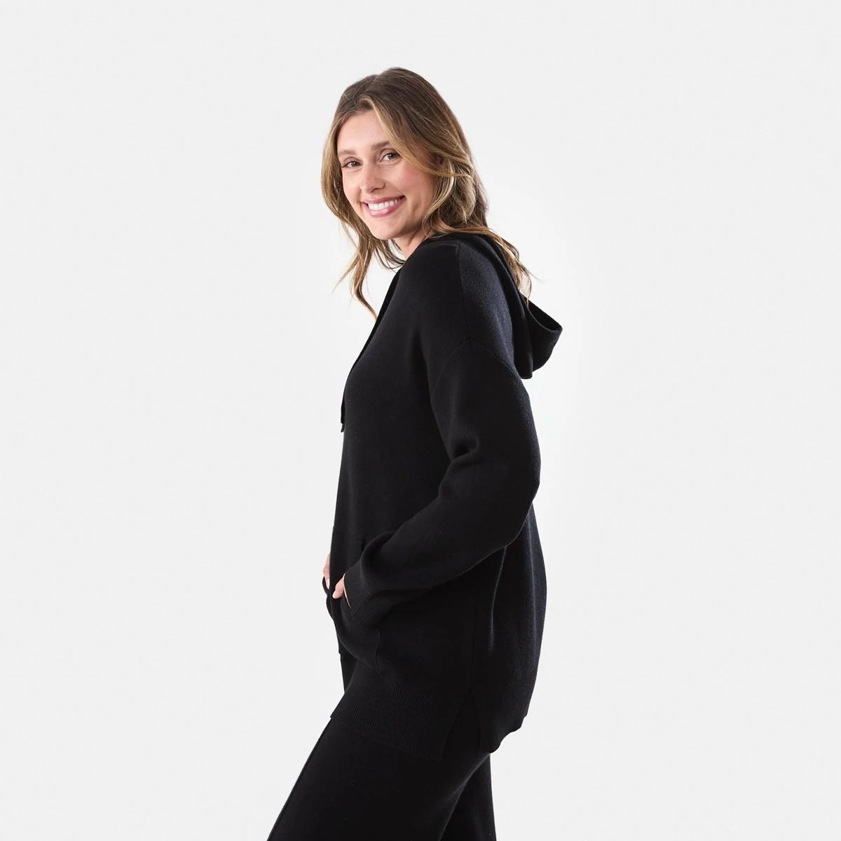 2 Compact Knit Hoodie Black, 2 of 8