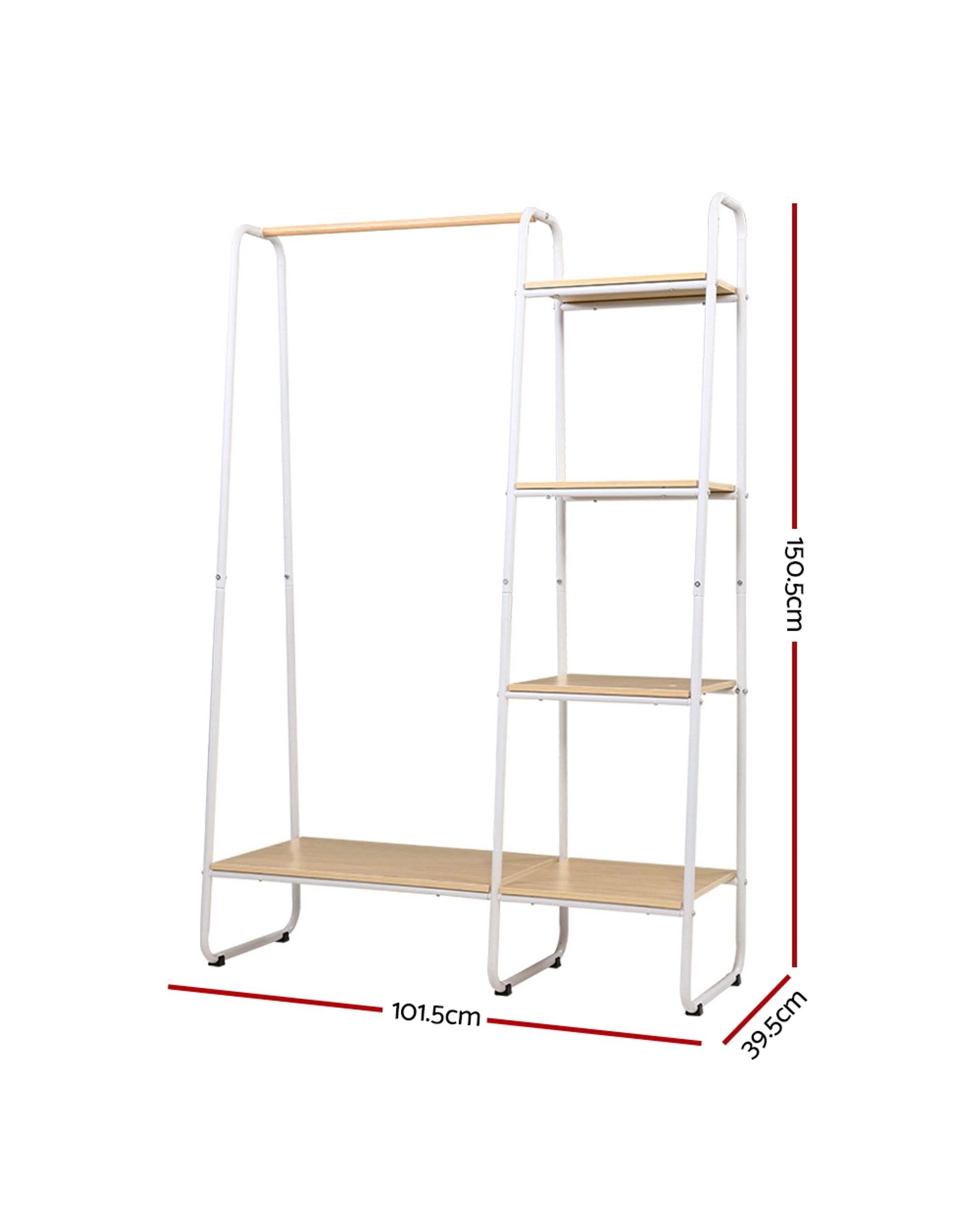 3 Artiss Wardrobe Clothes Rack Airer Coat Stand 150cm
 - White, 3 of 3