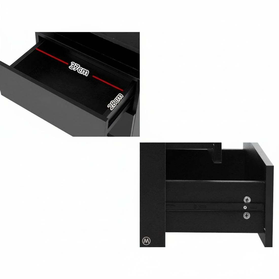 7 Artiss Bedside Table Led 2 Drawers Lift-up Storage Led Lighting Remote Control Bedroom Furniture Easy Assembly - Black, 7 of 7