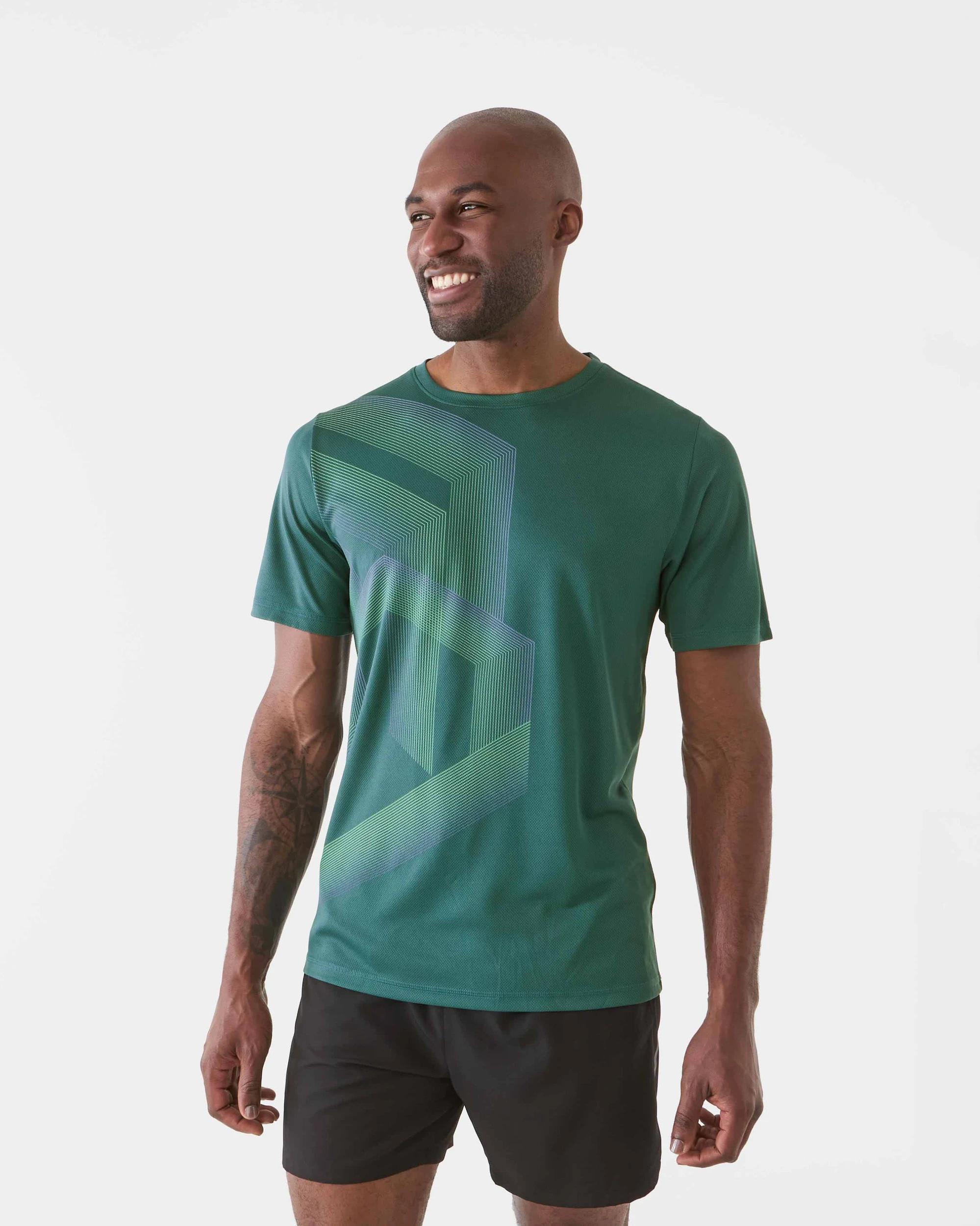 7 Active Mens Printed T-shirt Diamondgrn, 7 of 7