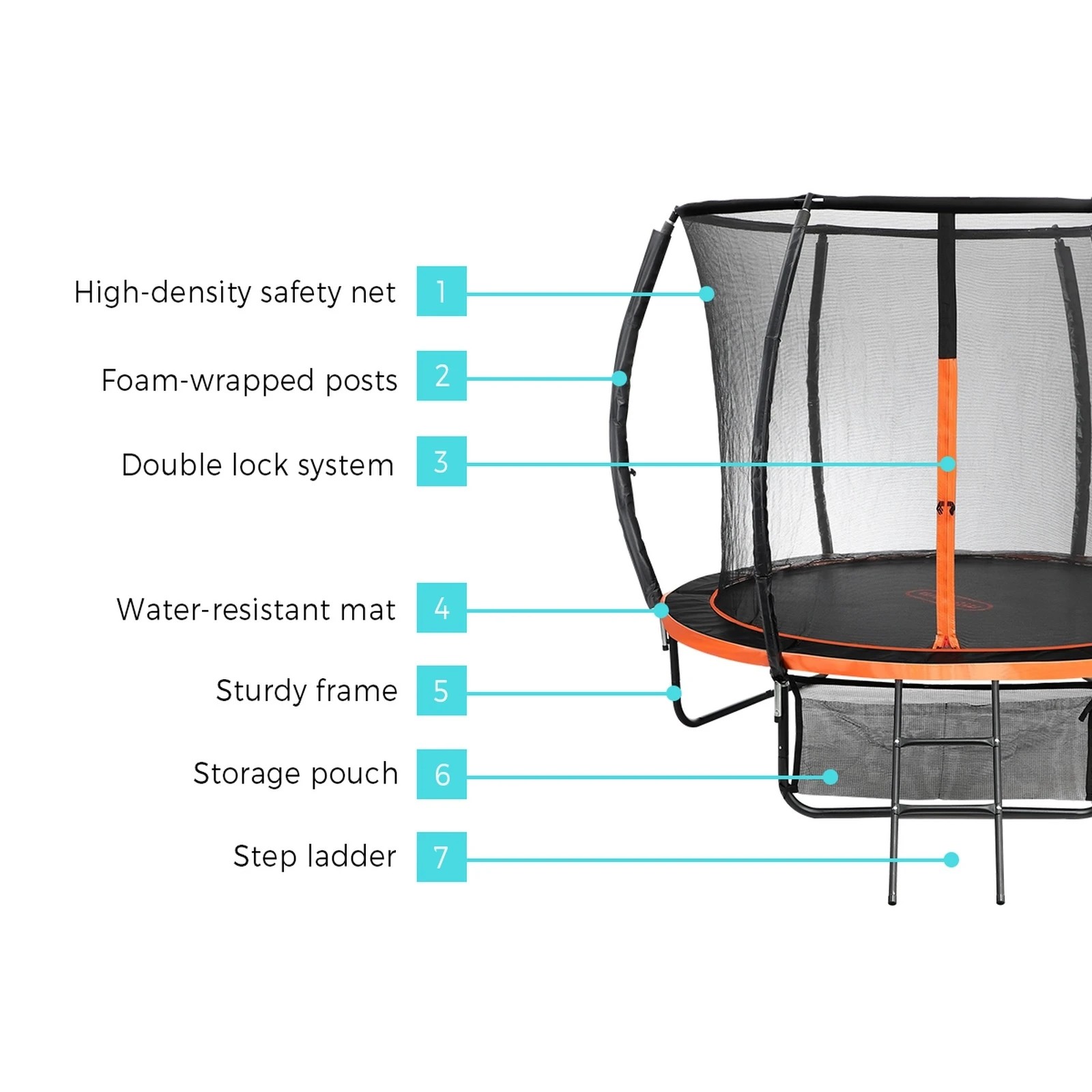 4 Mazam 8ft Trampoline Round Kids Trampolines Encosure Safety Net With Ladder
 - Multi, 4 of 10