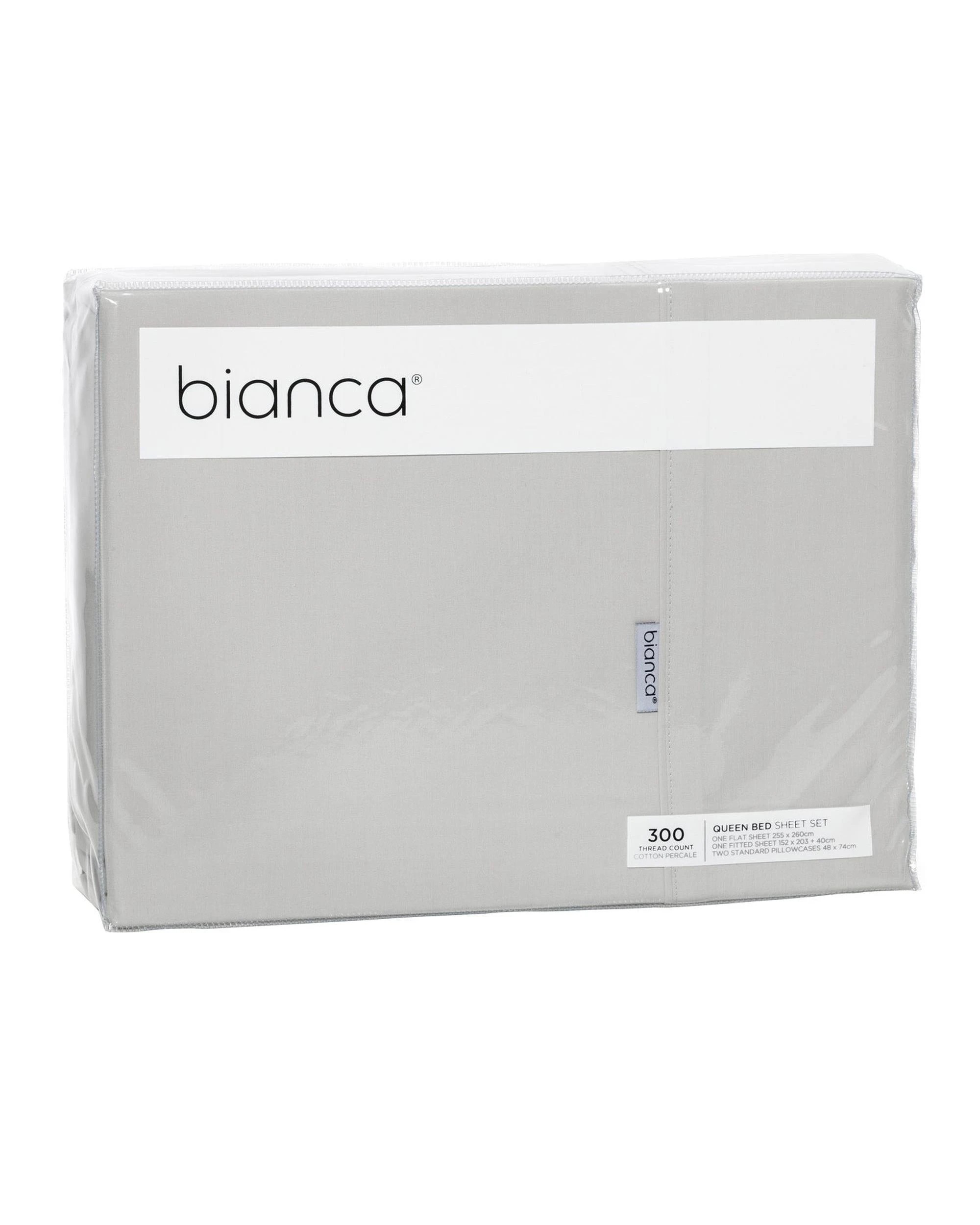 2 Bianca Heston 300 Thread Count Cotton Percale Sheet Sets - King Single Bed - Silver, 2 of 2
