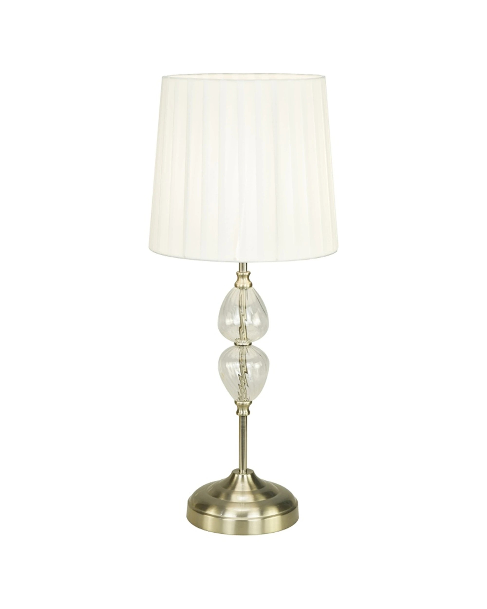 1 Urban Style Edith Table Lamp Glass Brushed Metal Base Pleated Shade Inline - White, 1 of 4