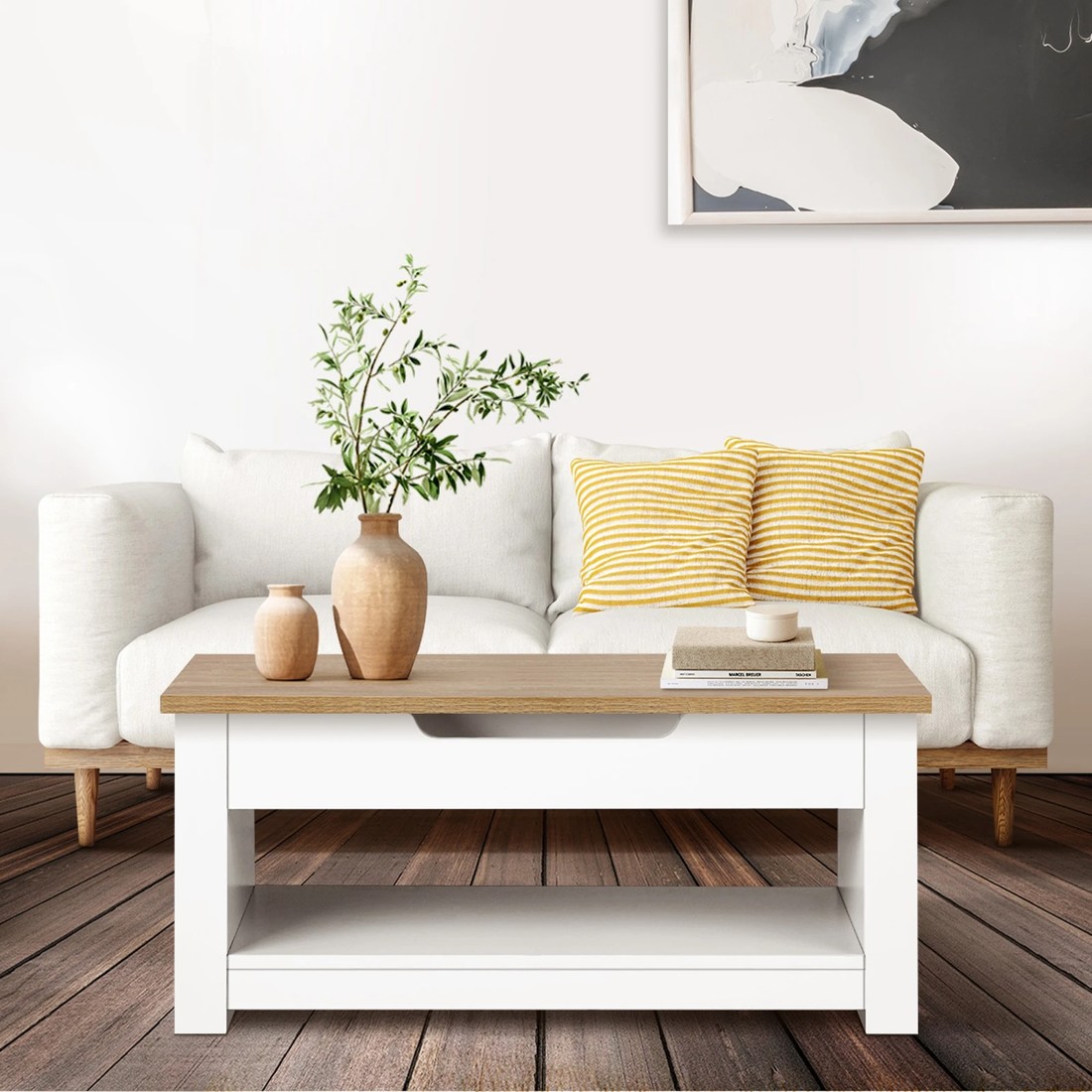 3 Oikiture Coffee Table Lift Up Top Modern Tables Hidden Storage Shelf Display
 - Multi, 3 of 10