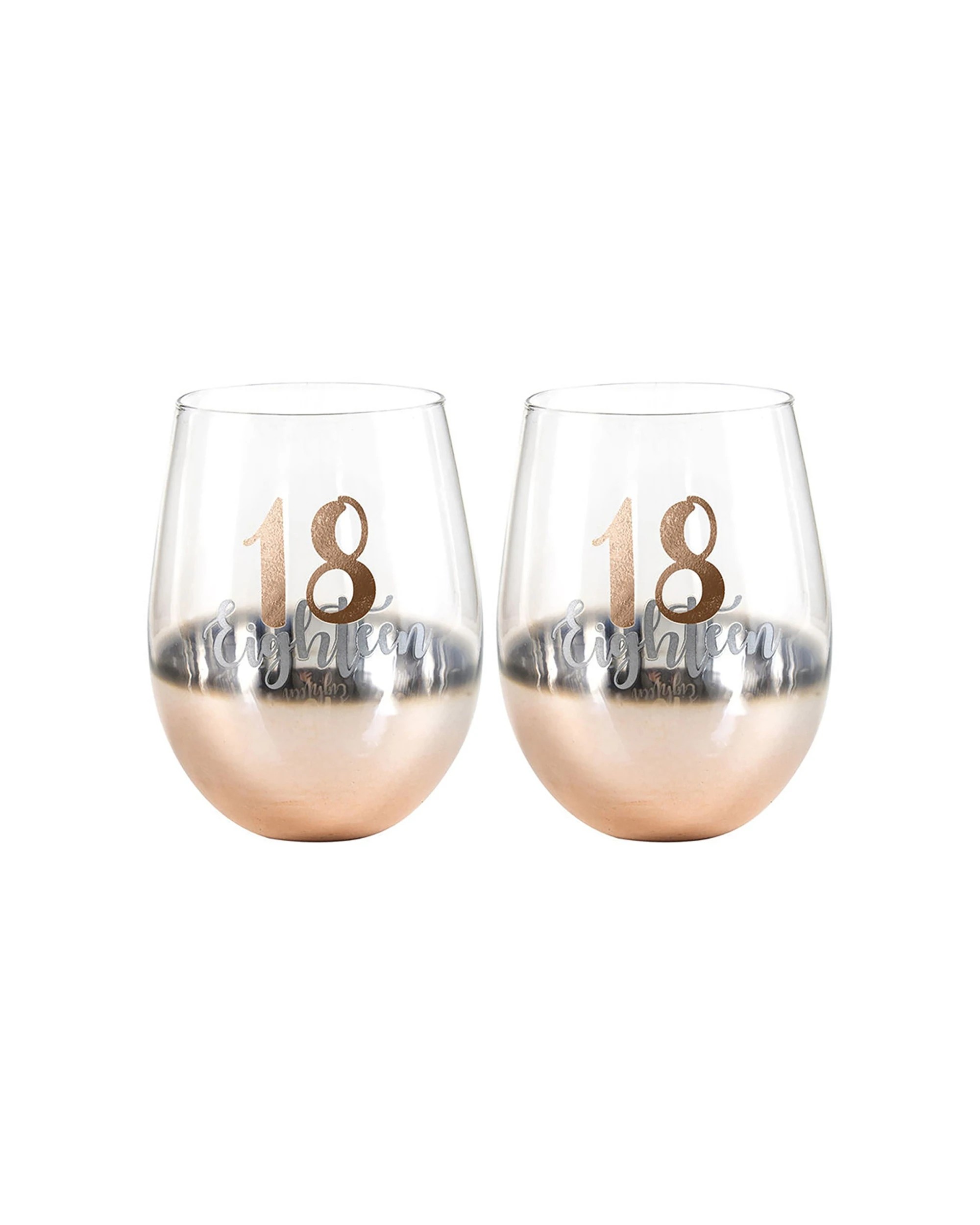 1 LMD 2pk Rose 18 Ombre Stemless Wine Glass 600ml Drinking Cup - Gold, 1 of 2