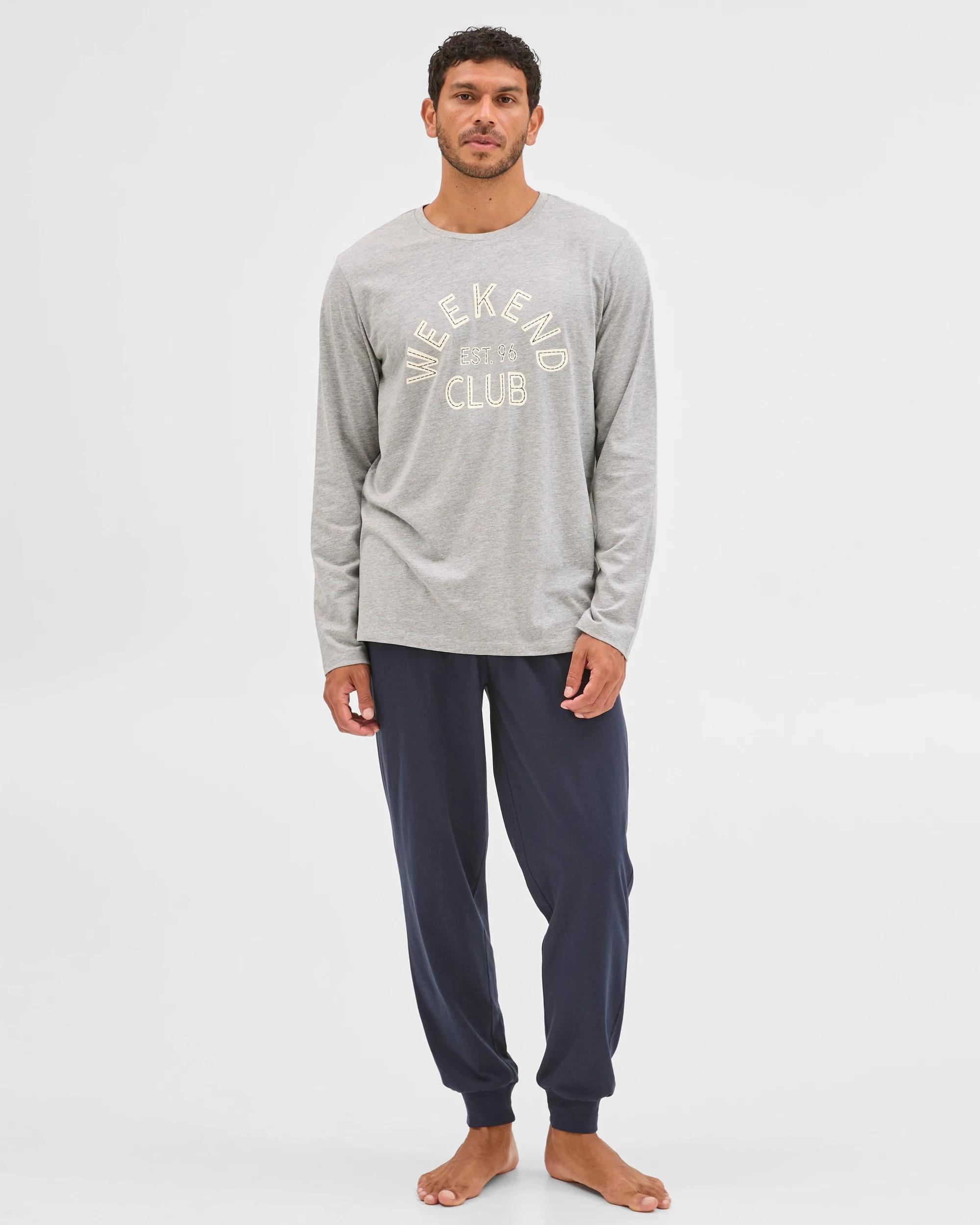 1 Maxx Australian Cotton Blend Knit Pyjama Set GREY MARLE, 1 of 7