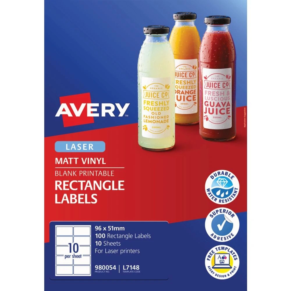 2 Avery 10UP Laser Durable Rectangle White 10 Sheets, 2 of 6