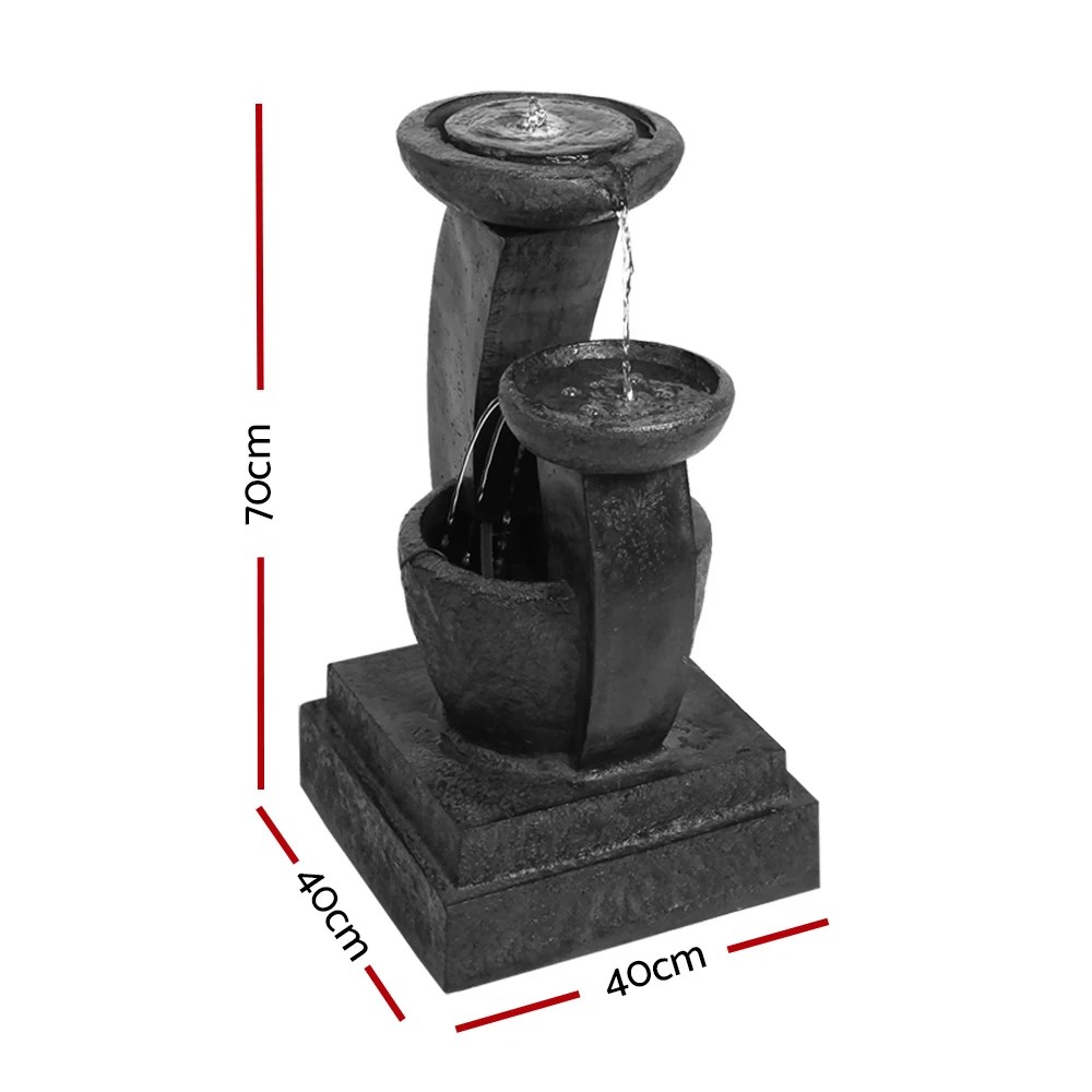 2 Gardeon Solar Water Feature Cascading Fountain 3-Tier Mushroom LED Light 70CM - Blue, 2 of 8