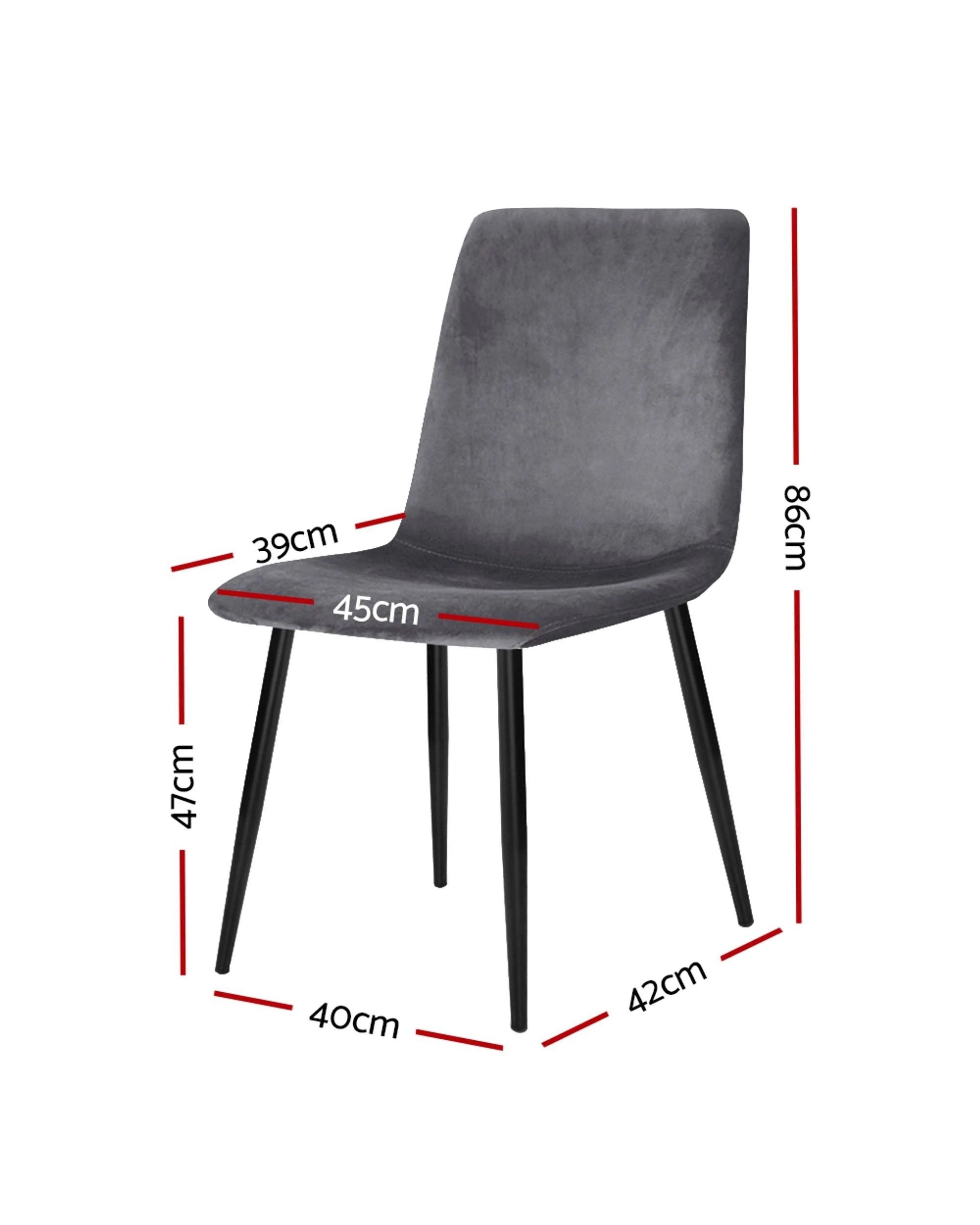 2 Artiss Dining Chairs Set of 4 Velvet Horizontal Slope - Grey, 2 of 8