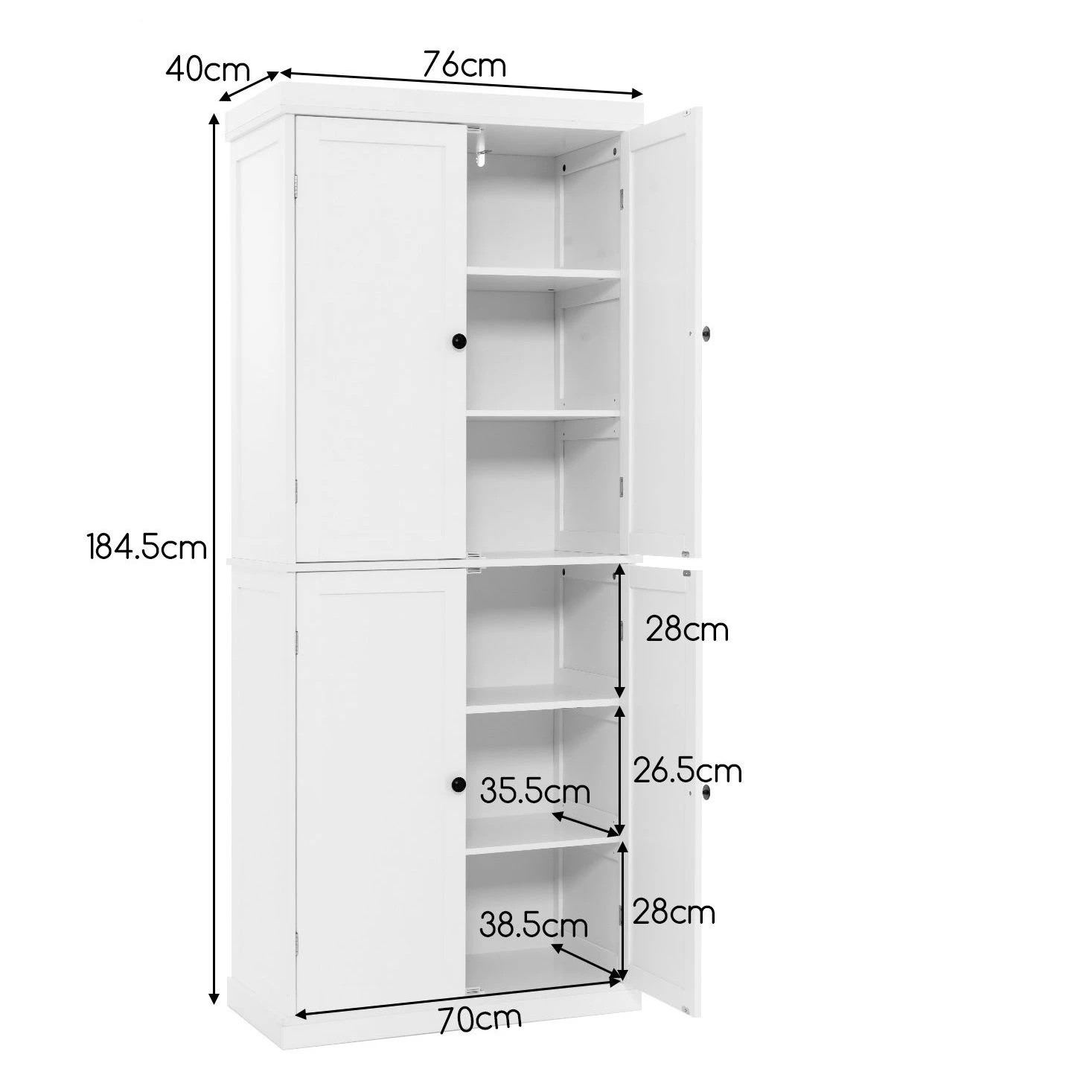 4 Costway 4 Doors Buffet Sideboard w/6 Shelves, 4 of 5