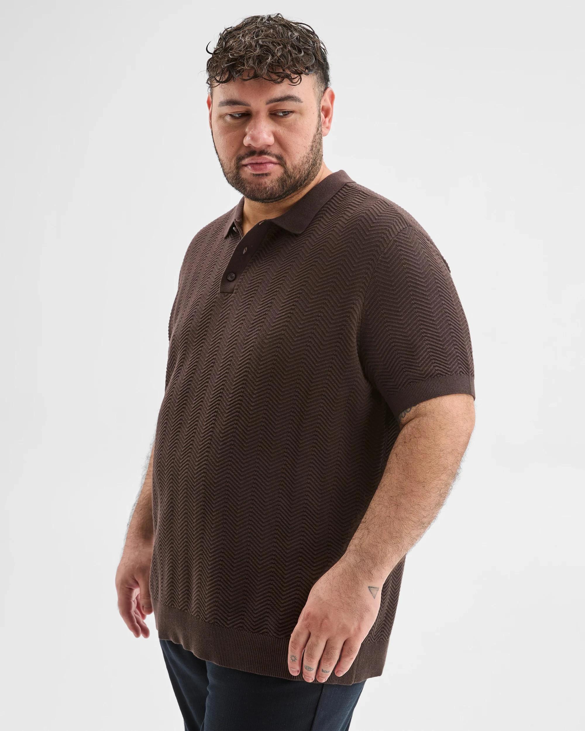 5 Target Plus Size Australian Cotton Smart Knit Polo Top BITTER CHOC, 5 of 6