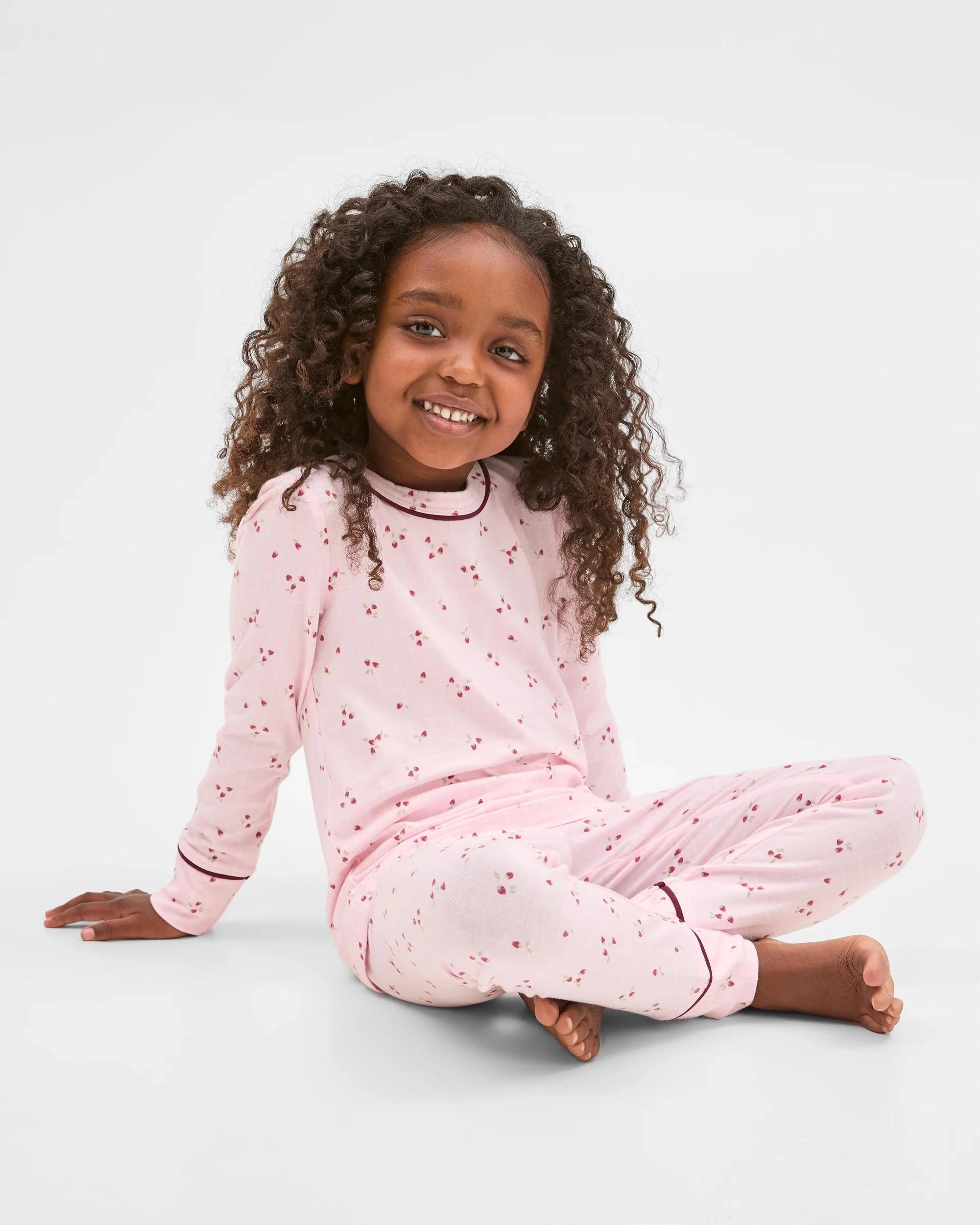 5 Target Kids Bamboo Younger Girls Long Sleeve Top and Pants Pyjama Set PINK STRAWBERRY, 5 of 10