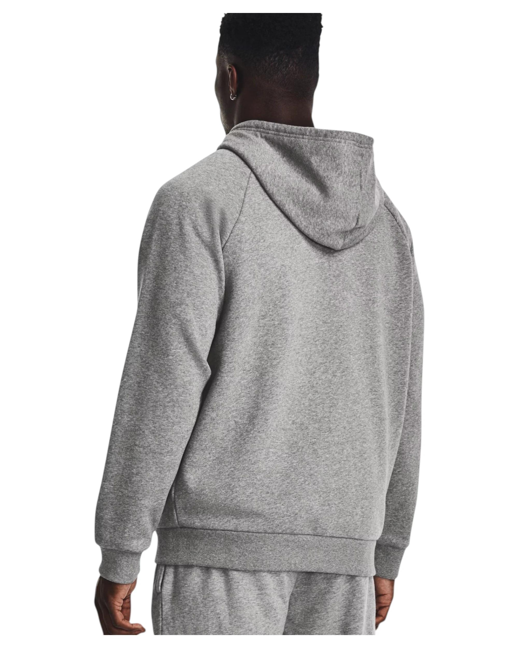 3 Under Armour Mens Rival Fleece Full Zip Grey Hooded Jacket Grey, 3 of 5
