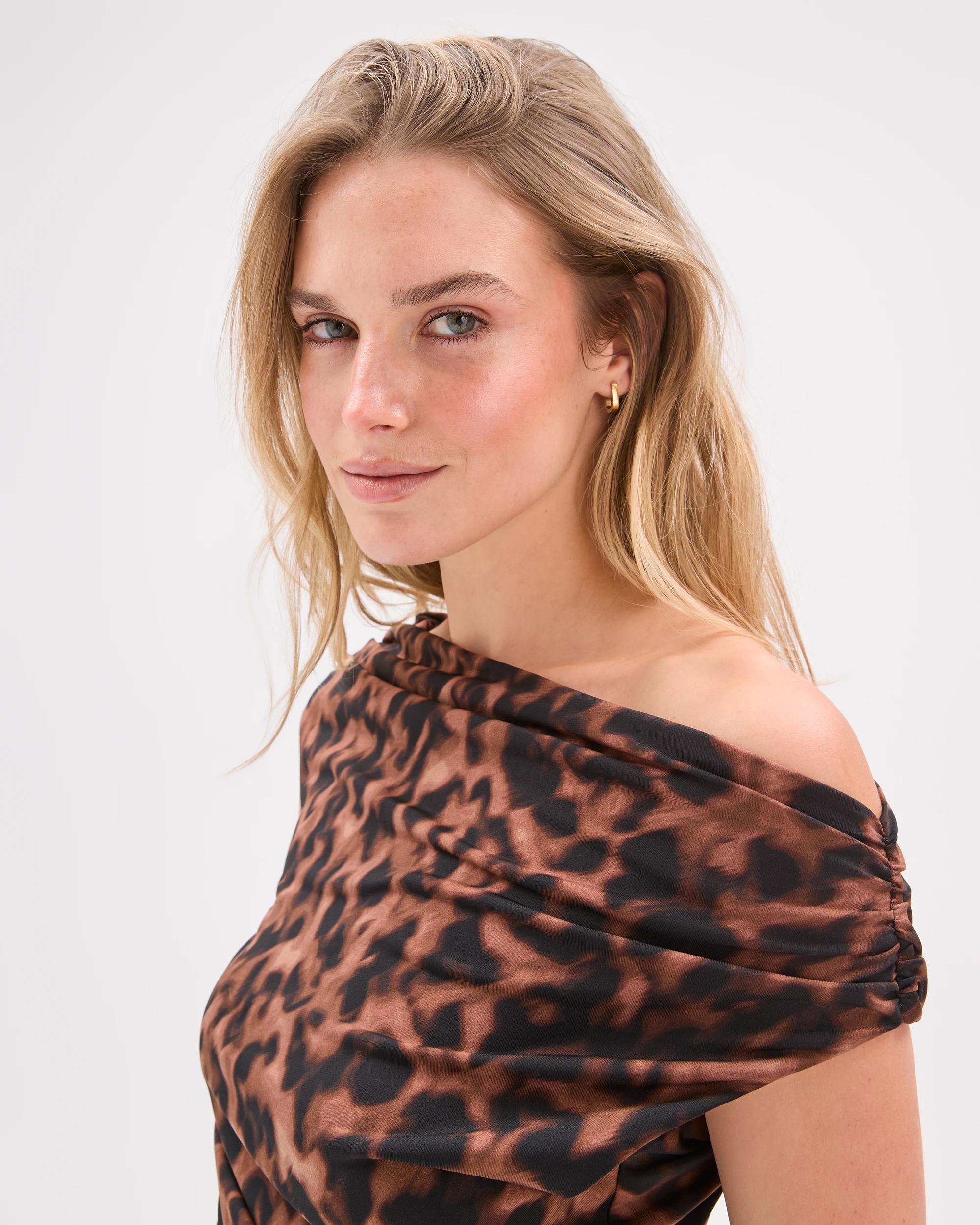 3 Lily Loves Jersey Drape Off-Shoulder Top ANIMAL PRINT, 3 of 8