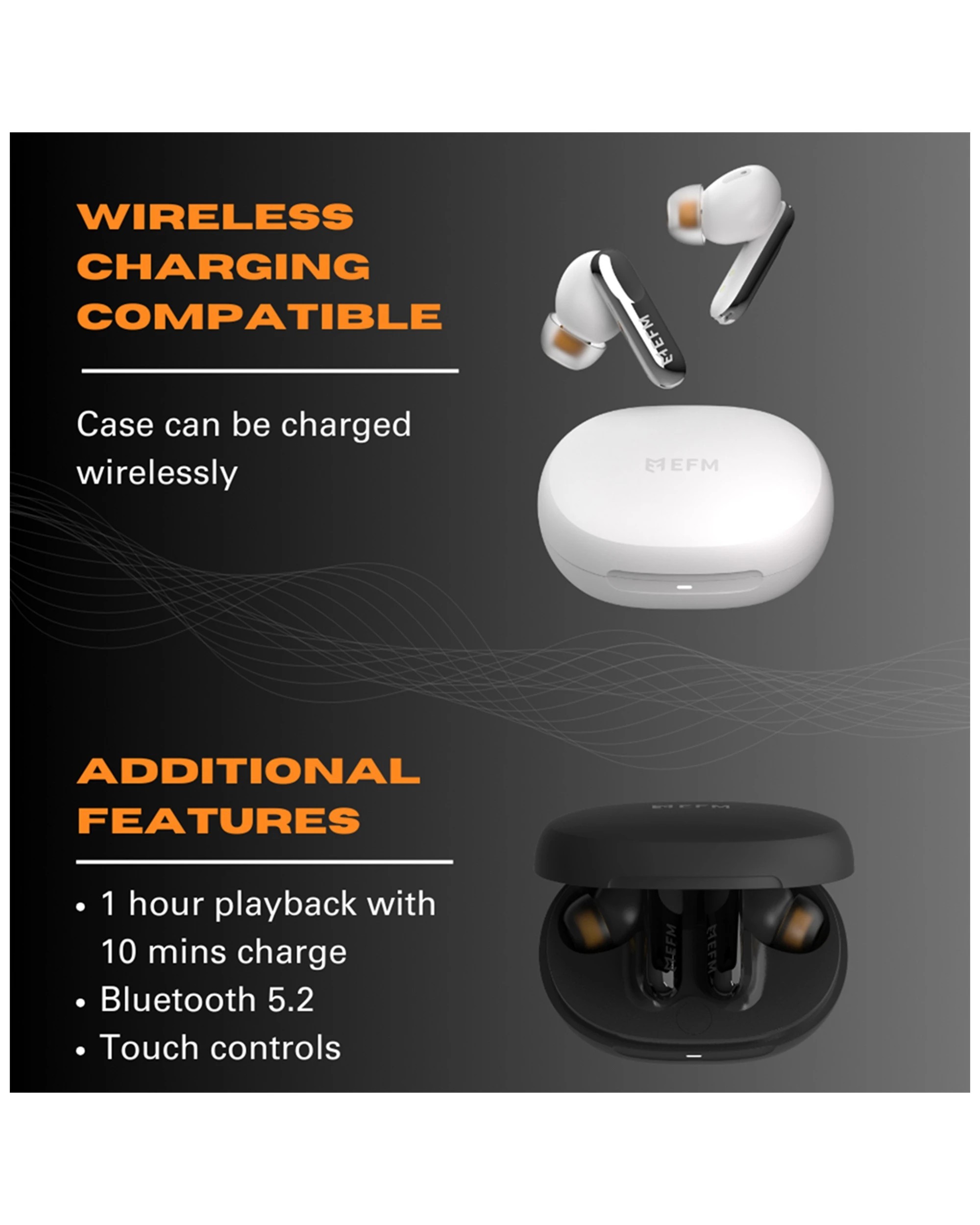 6 EFM Chicago TWS In-Ear Wireless Earbuds ANC Wireless Charging 8H Battery - White, 6 of 6