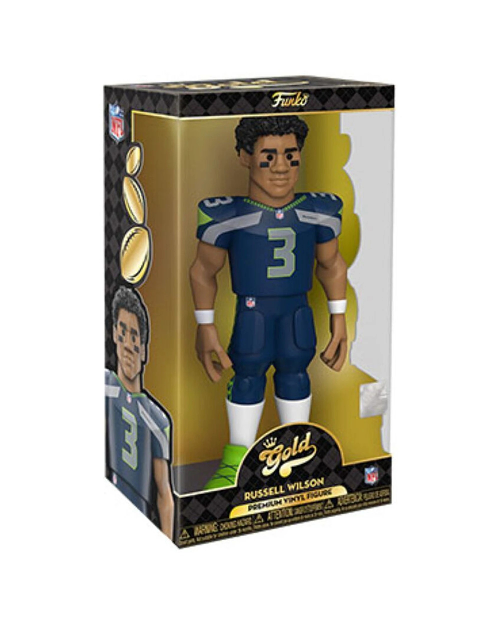2 NFL Football Russell Wilson Seahawks Vinyl Action Figure 12 Inch Collectible - Gold, 2 of 5