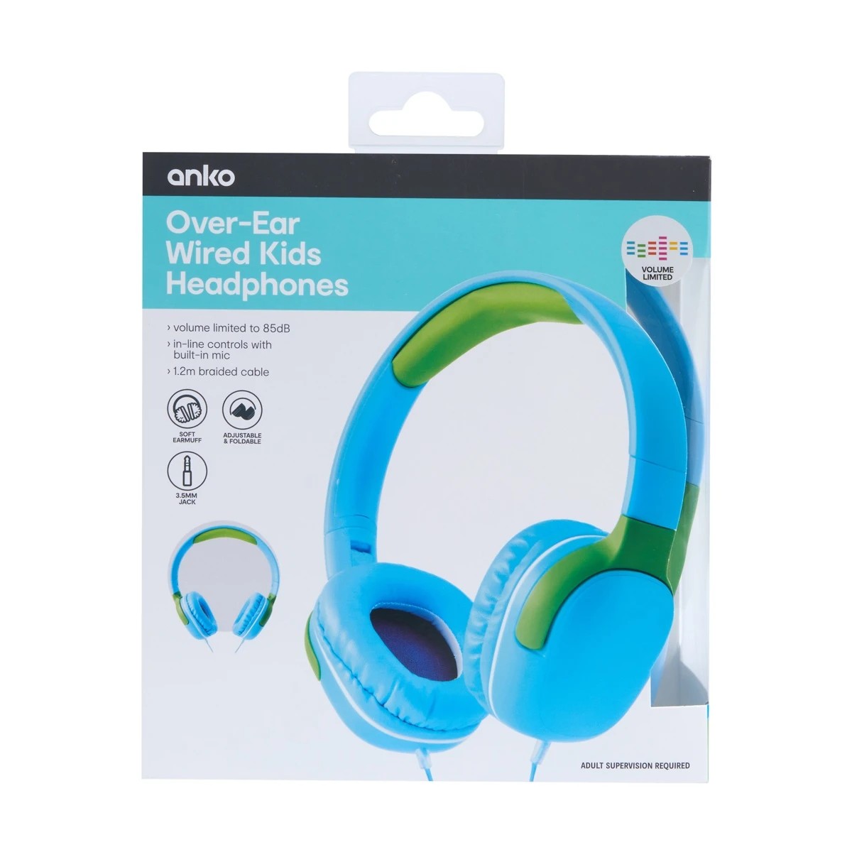 9 Over-Ear Wired Kids Headphones - Blue, 9 of 9