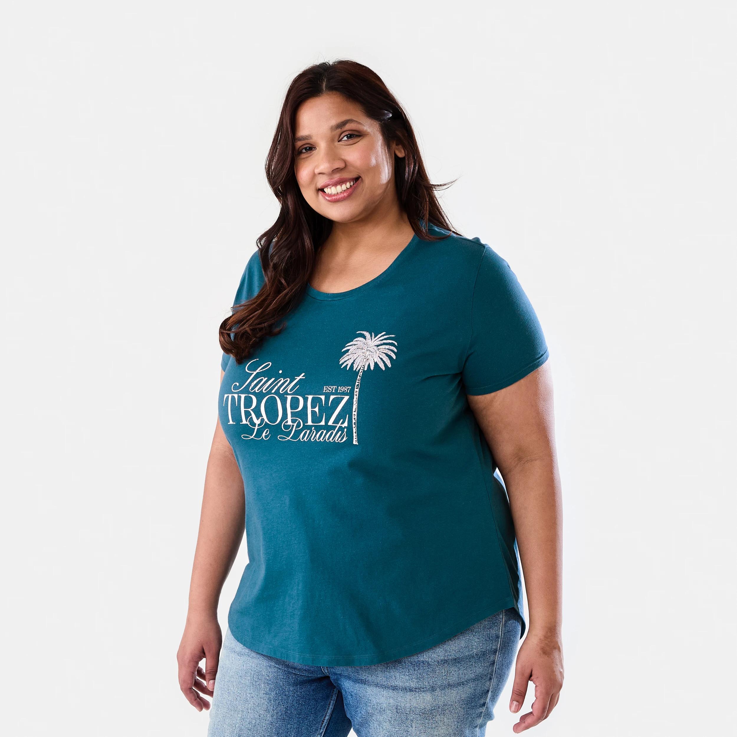 2 Curve Short Sleeve Basic Print T-shirt Le Paradis, 2 of 6